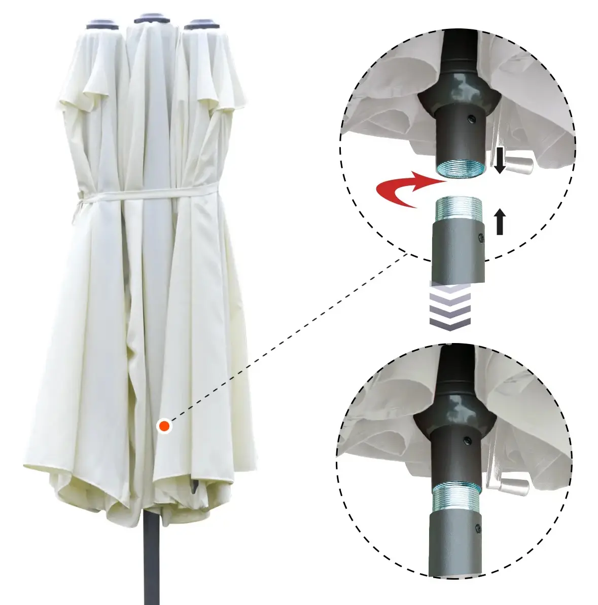 Зонт от солнца Outsunny 84D-031V03BG (Cream White) - 4
