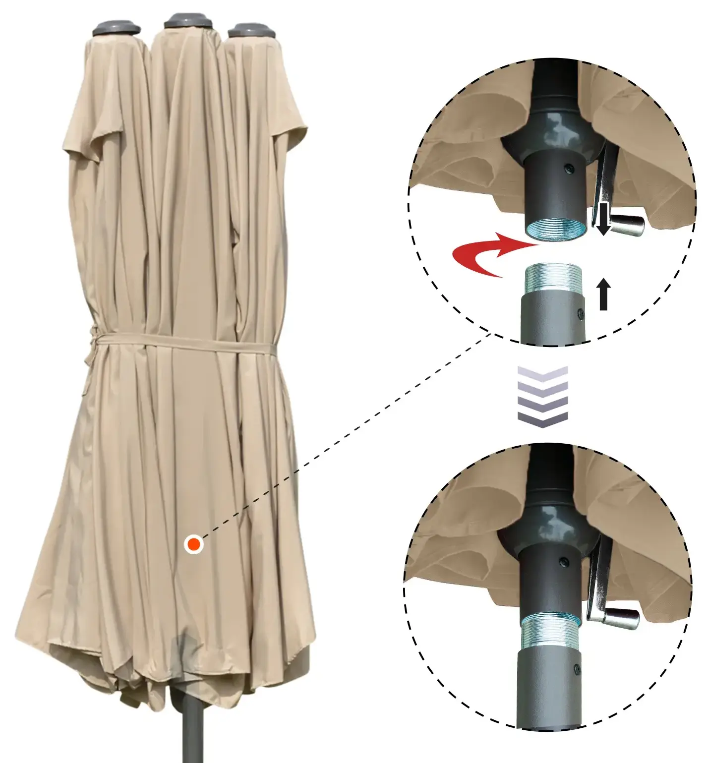 Зонт от солнца Outsunny 84D-031V03SD (Khaki) - 4