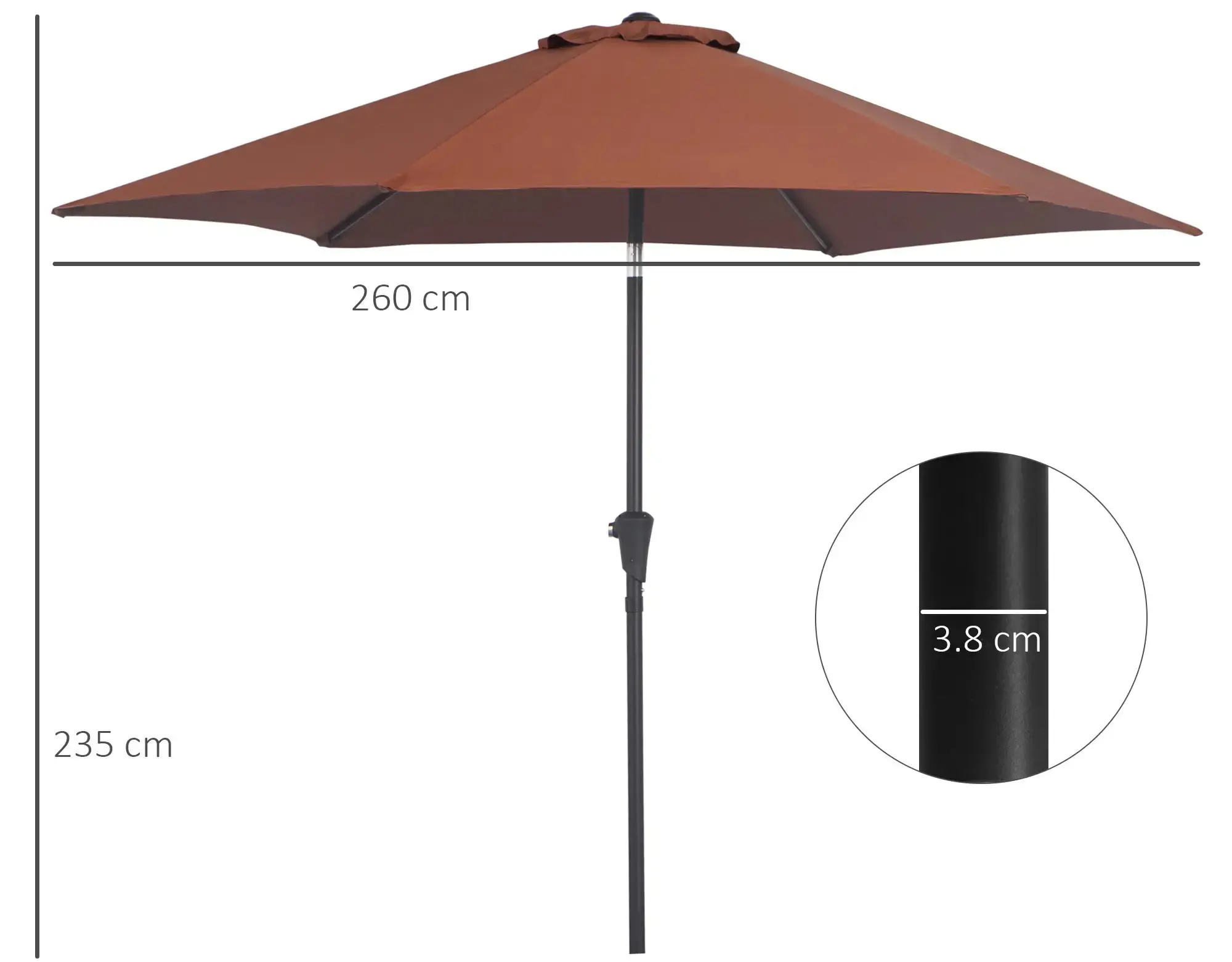 Зонт от солнца Outsunny 84D-032CF (Brown)