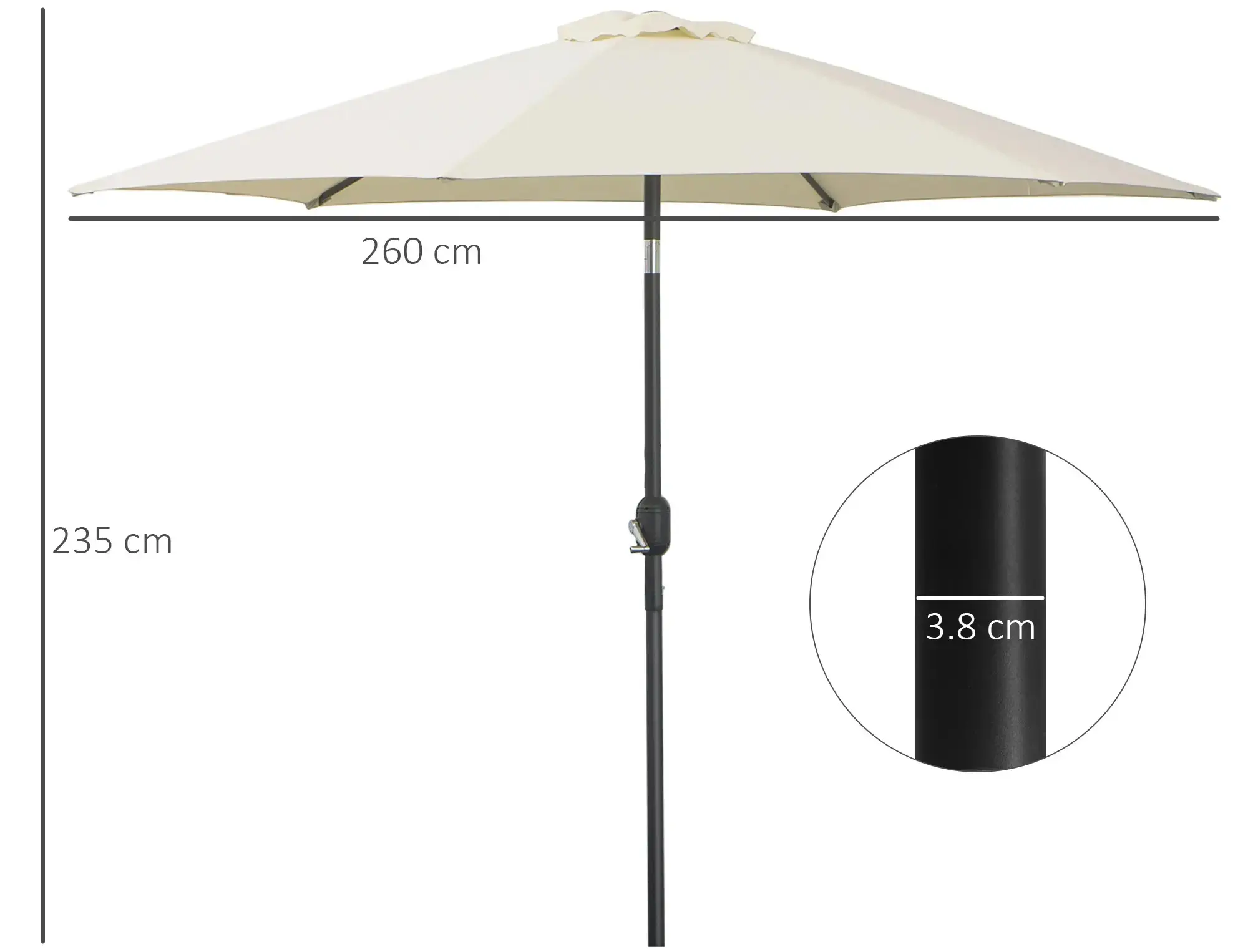 Зонт от солнца Outsunny 84D-032CW (Cream White)