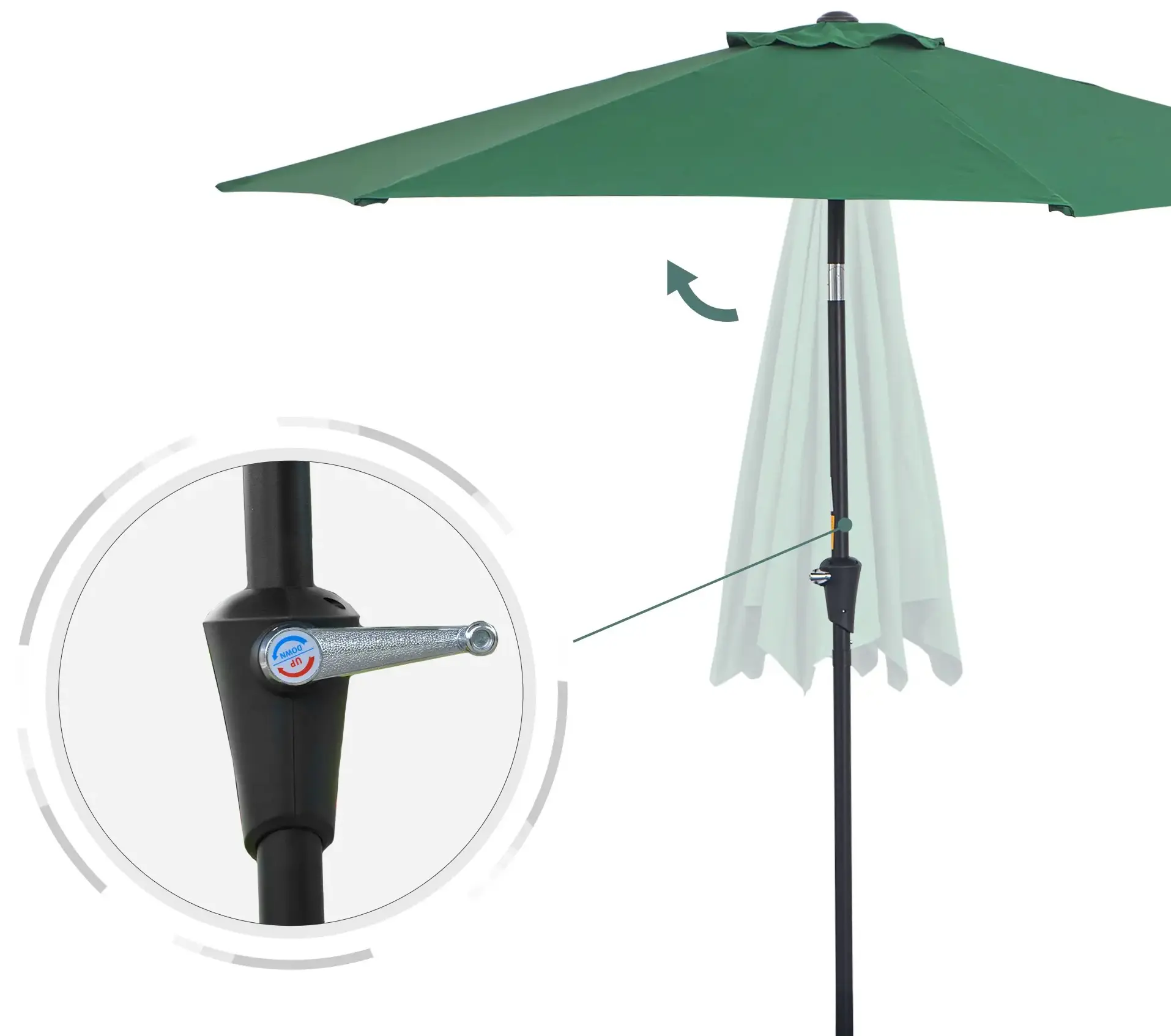 Umbrela de soare Outsunny 84D-032GN (Green) - 7