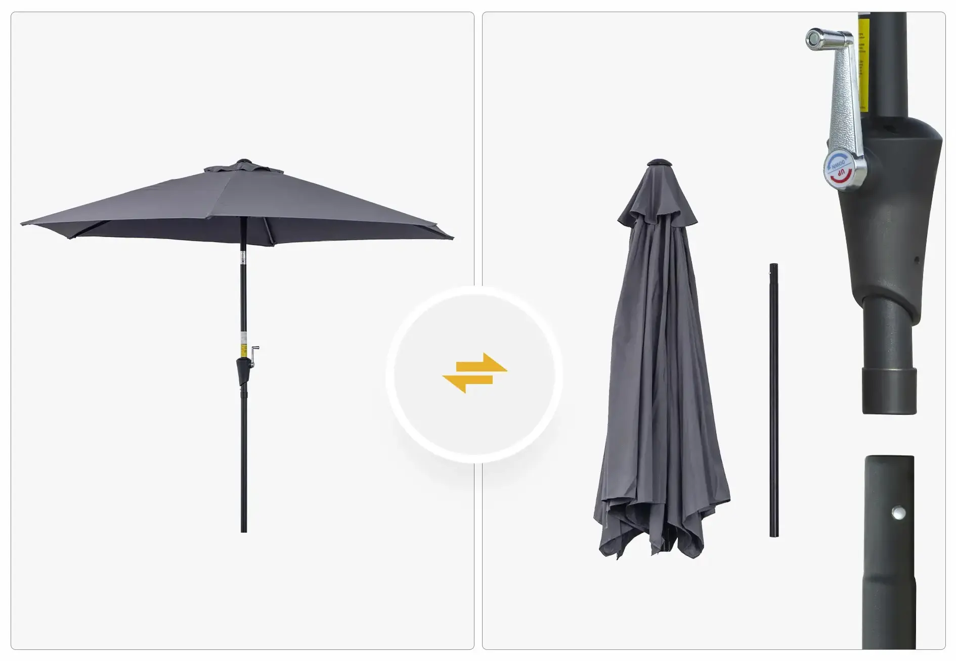 Зонт от солнца Outsunny 84D-032GY (Grey/Black)