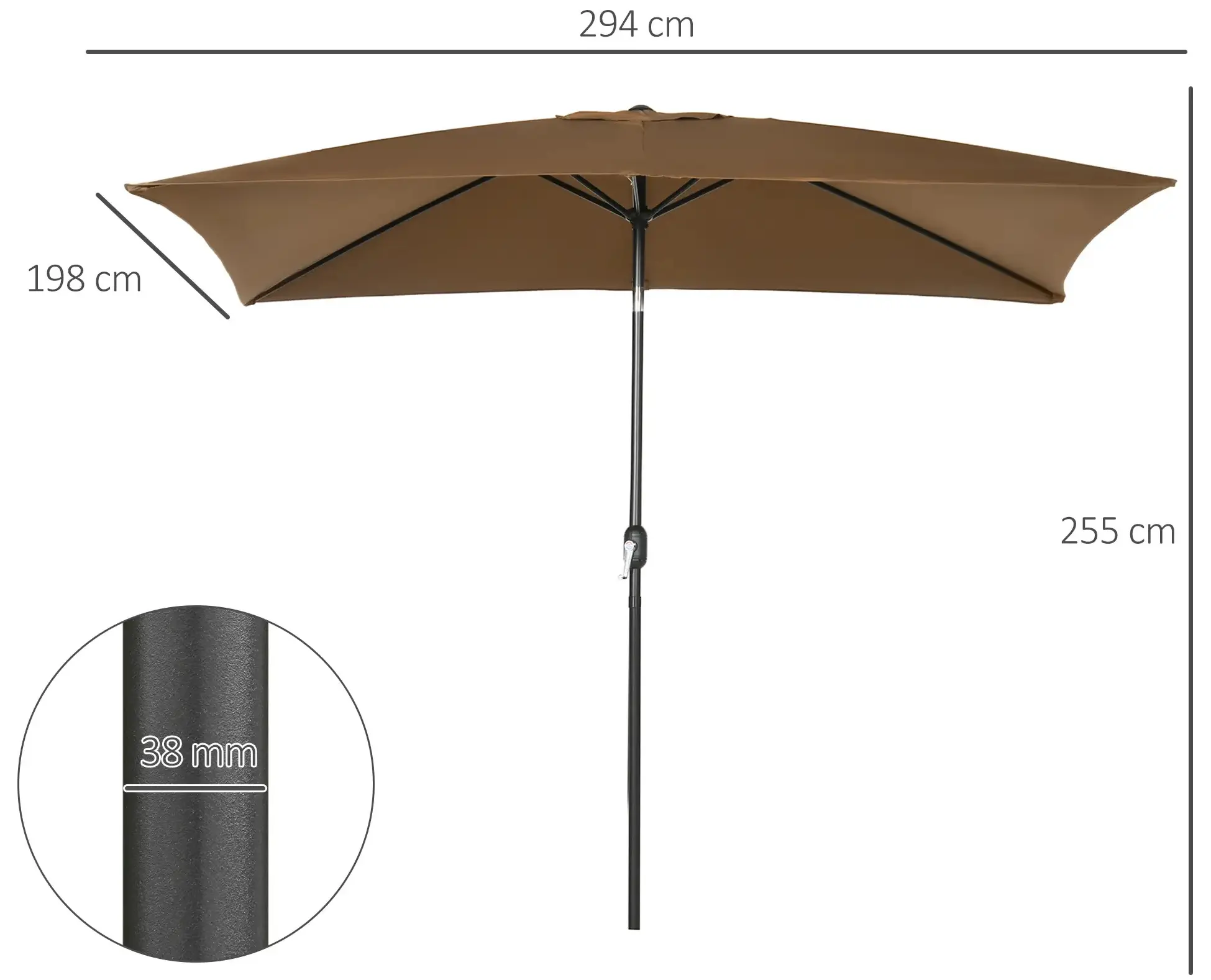 Зонт от солнца Outsunny 84D-036V00CF (Coffee) - 8