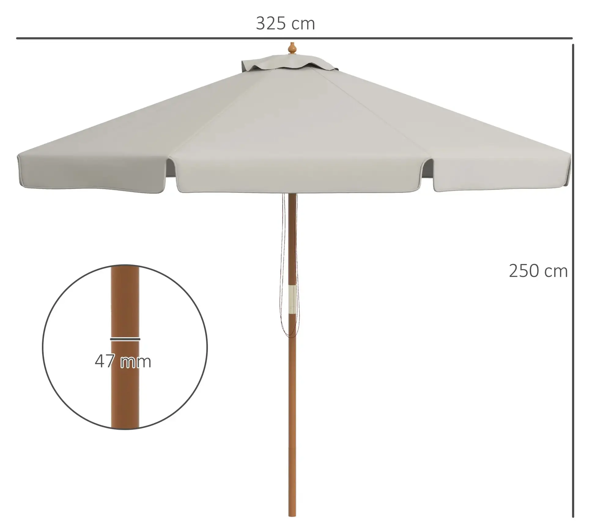Зонт от солнца Outsunny 84D-040GY (Grey) - 3