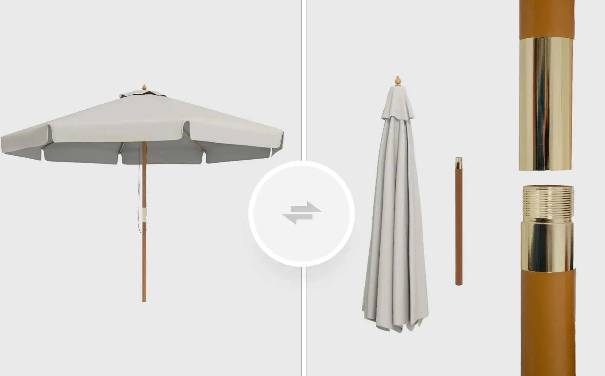 Зонт от солнца Outsunny 84D-040GY (Grey) - 4