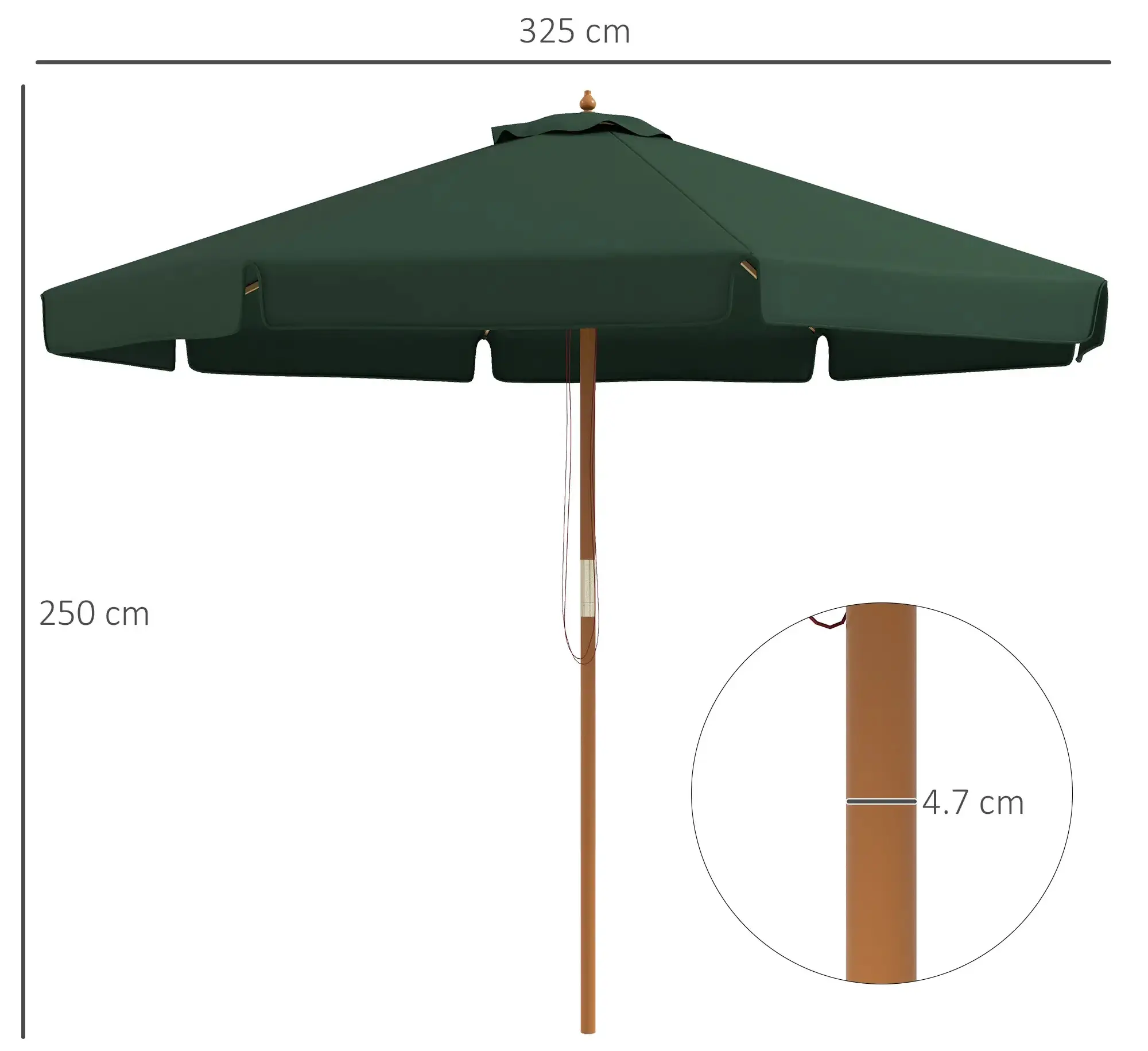 Зонт от солнца Outsunny 84D-040V00DG (Green) - 2