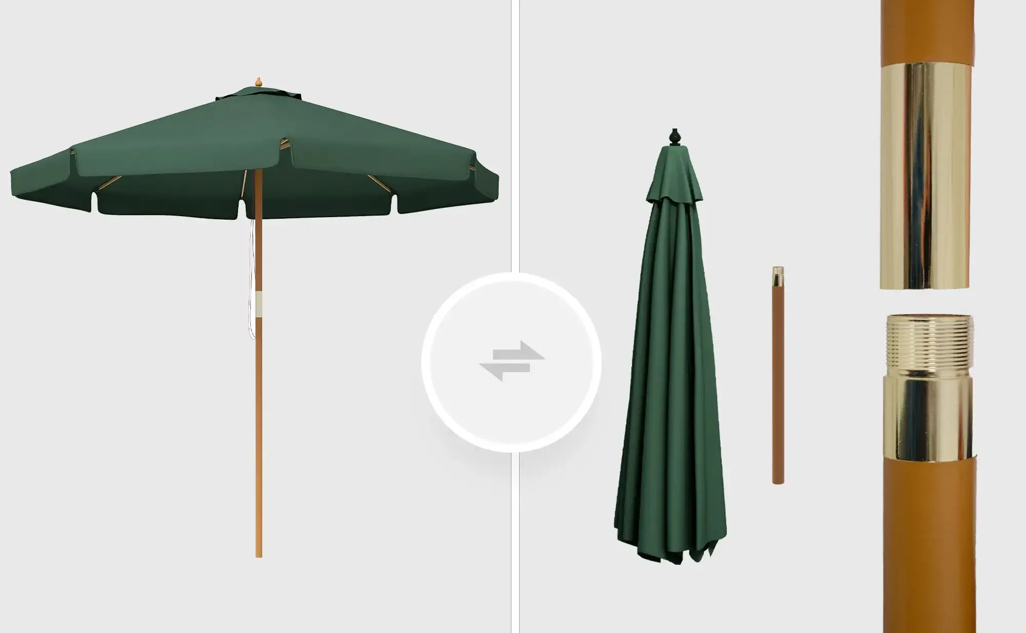 Зонт от солнца Outsunny 84D-040V00DG (Green) - 5