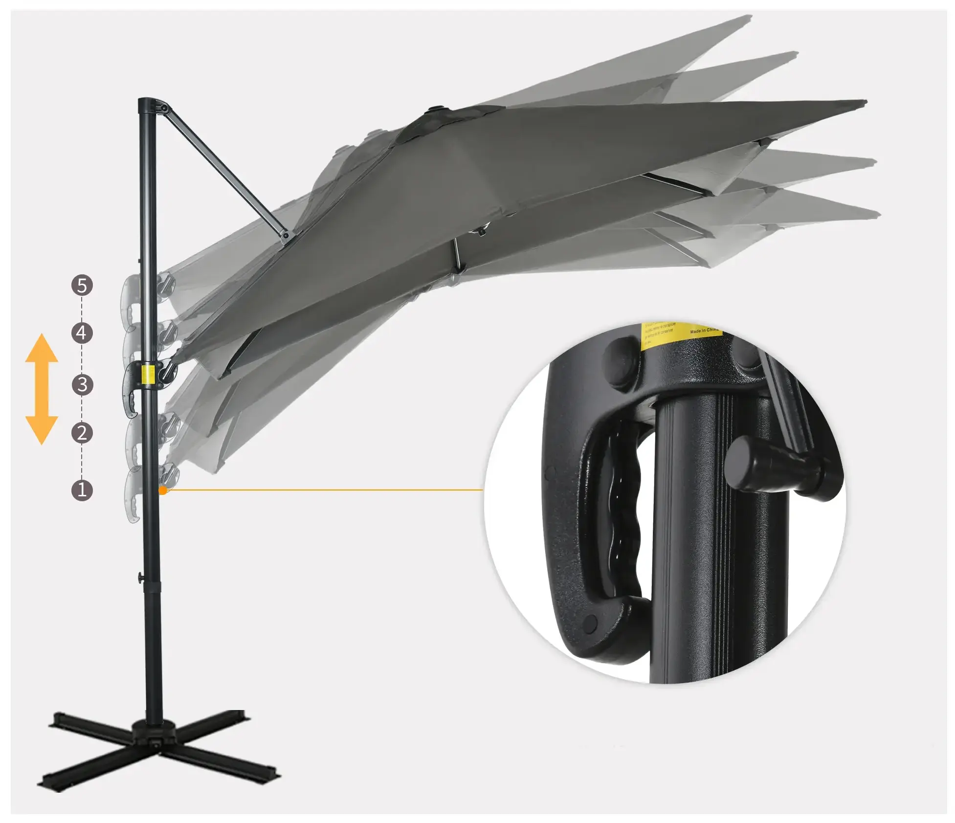 Зонт от солнца Outsunny 84D-051V00GY (Grey)