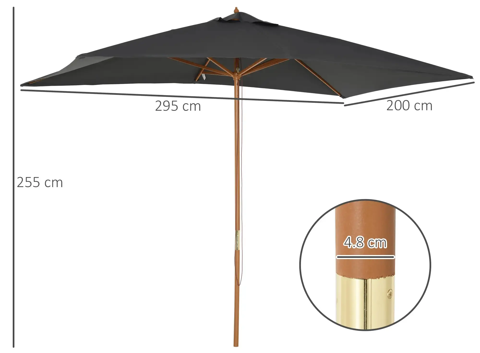 Umbrela de soare Outsunny 84D-057CG (Dark Grey) - 6