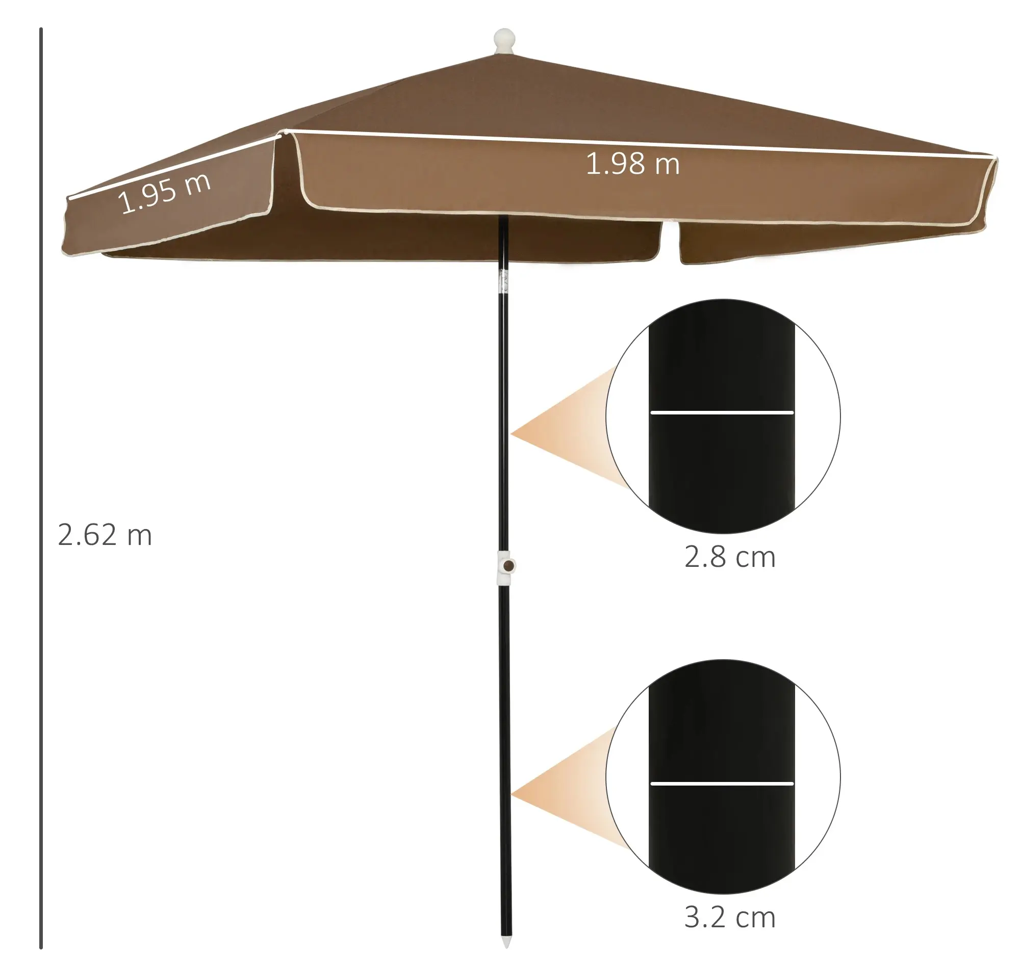 Зонт от солнца Outsunny 84D-093CF (Coffee) - 4