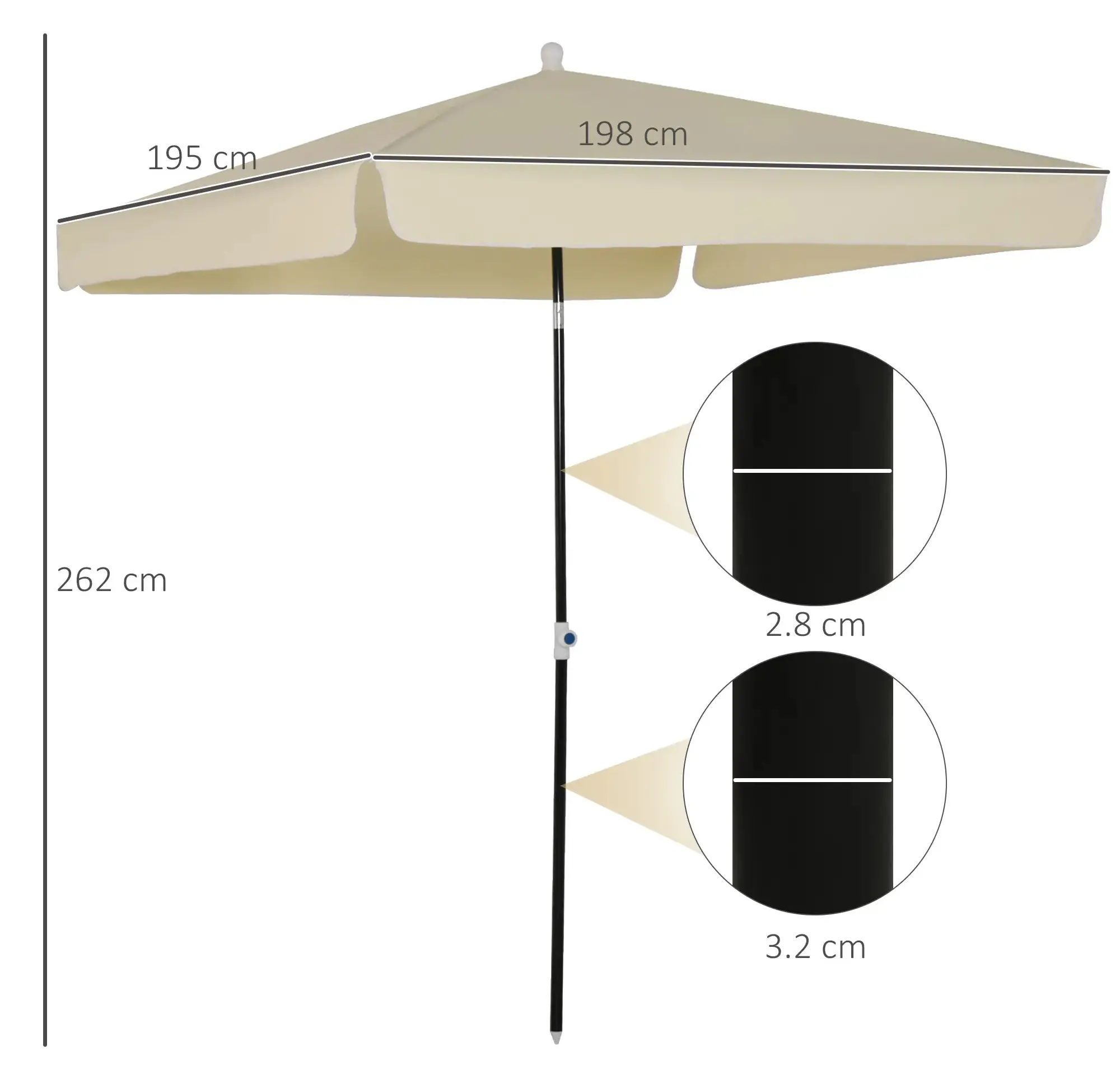 Umbrela de soare Outsunny 84D-093CW (Cream White) - 4