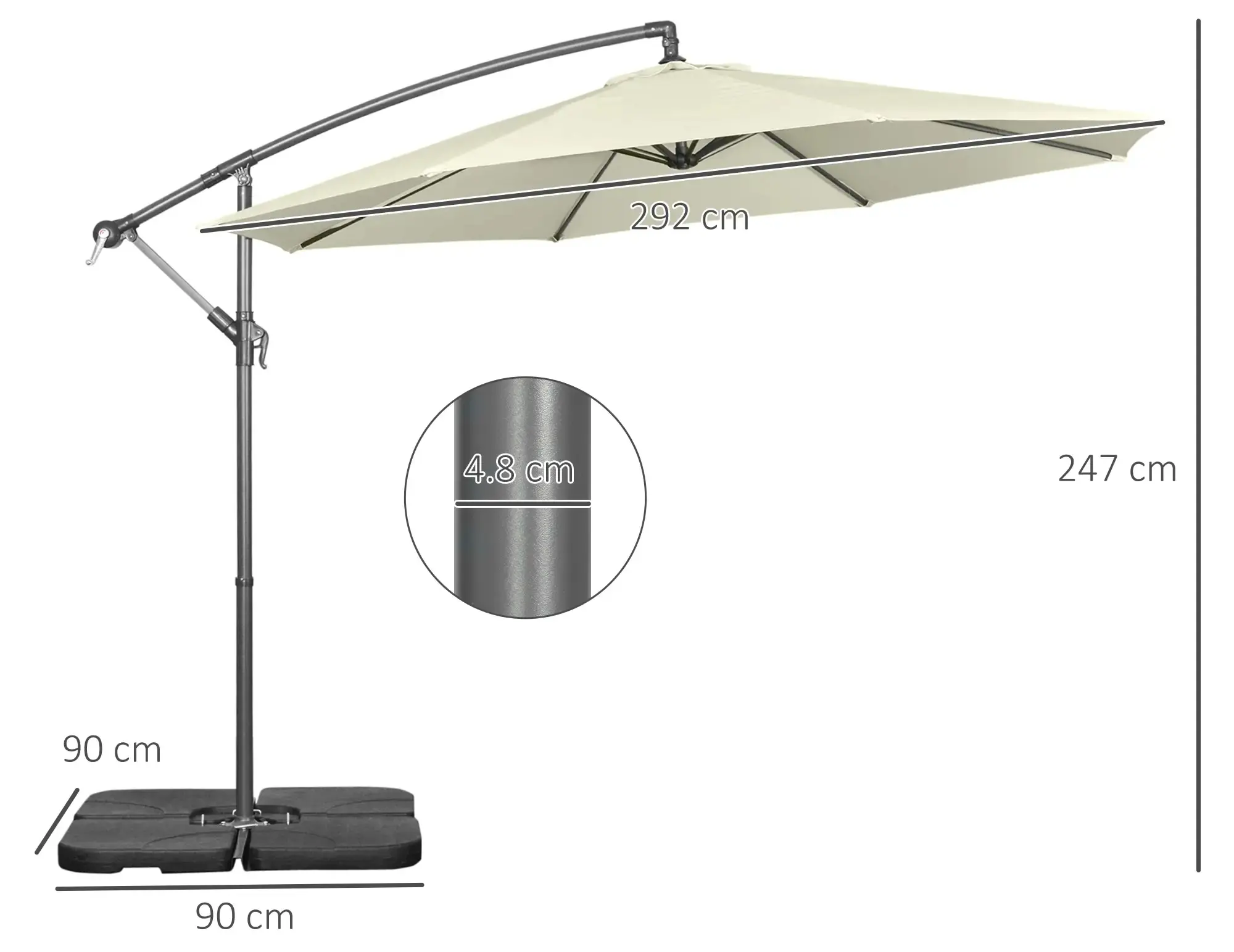 Зонт от солнца Outsunny 84D-096V02BG (Beige) - 6