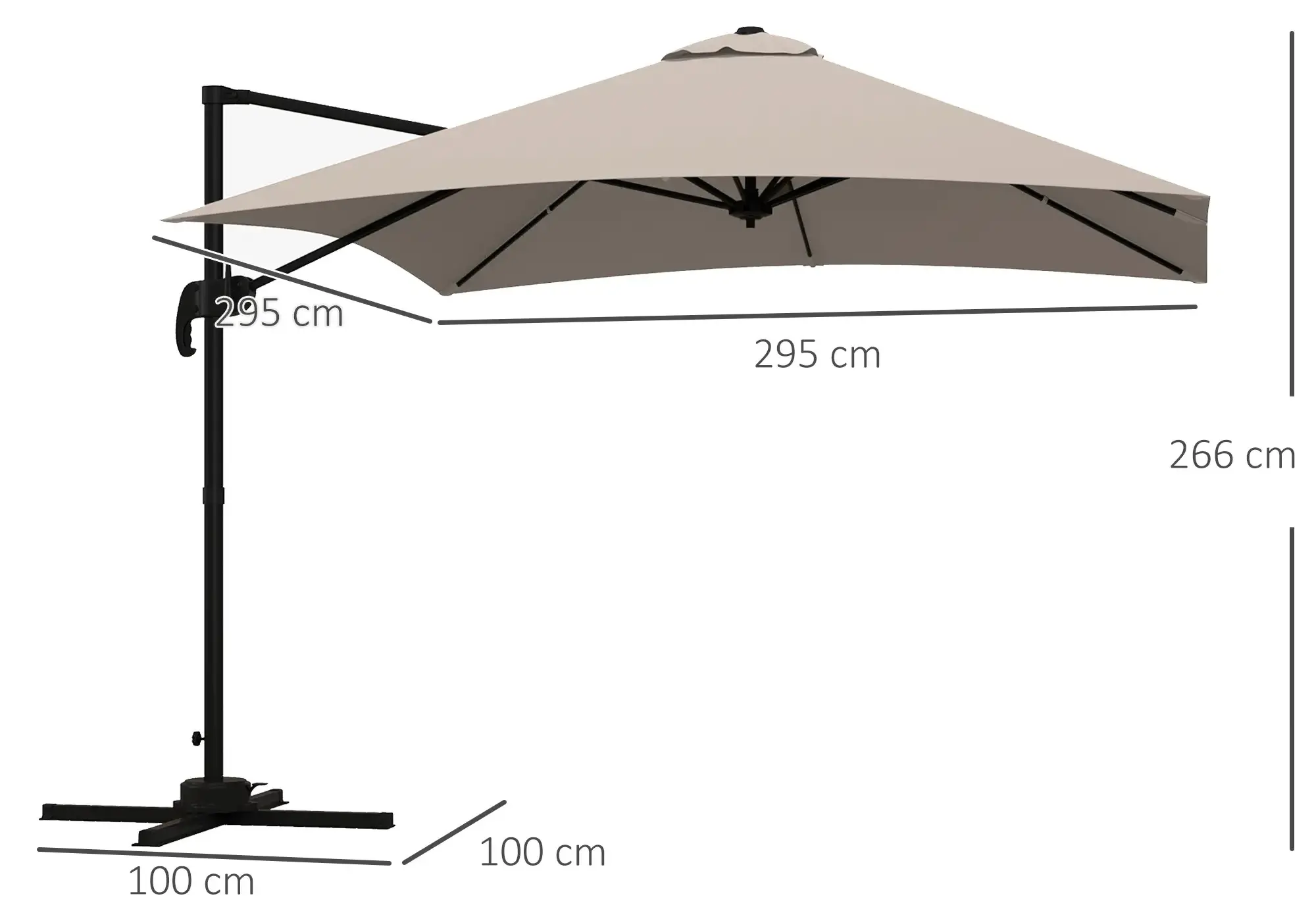Зонт от солнца Outsunny 84D-112V01KK (Khaki) - 3