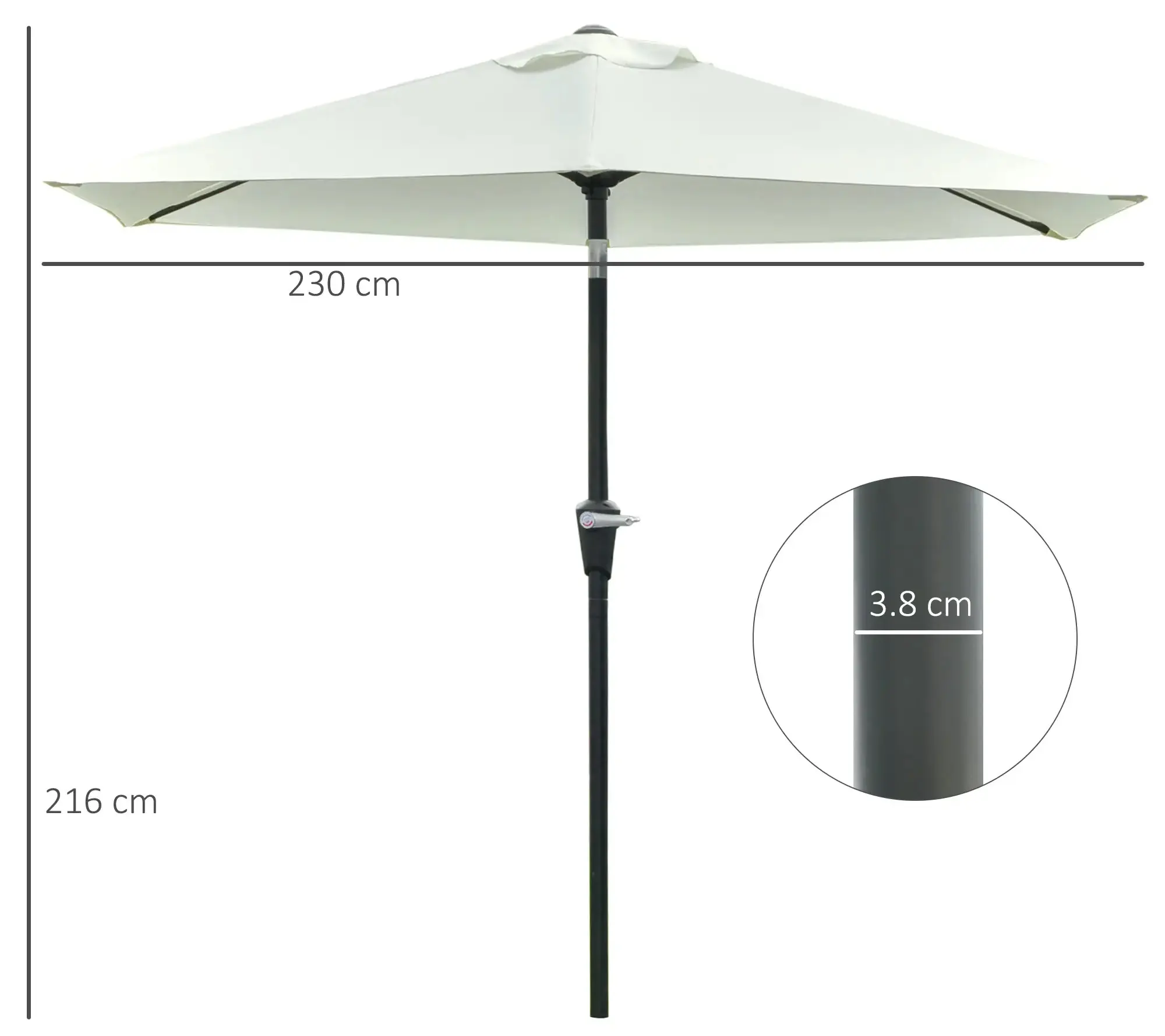 Umbrela de soare Outsunny 84D-117CW (Cream White) - 7