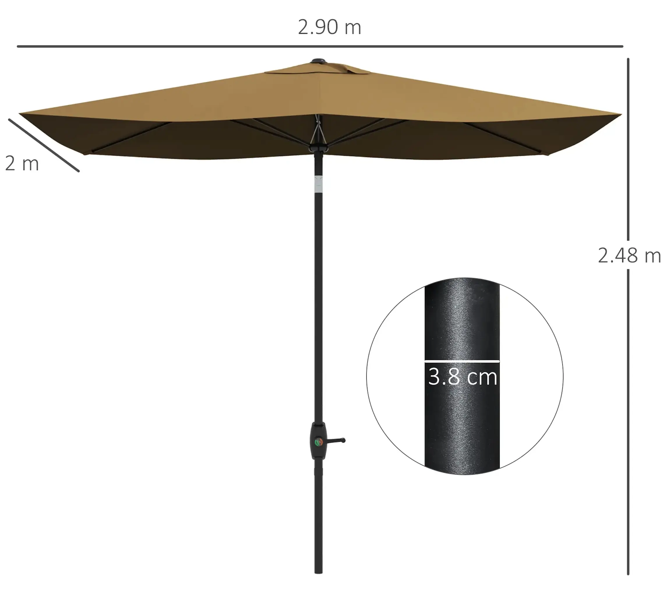 Зонт от солнца Outsunny 84D-158CF (Coffee) - 5
