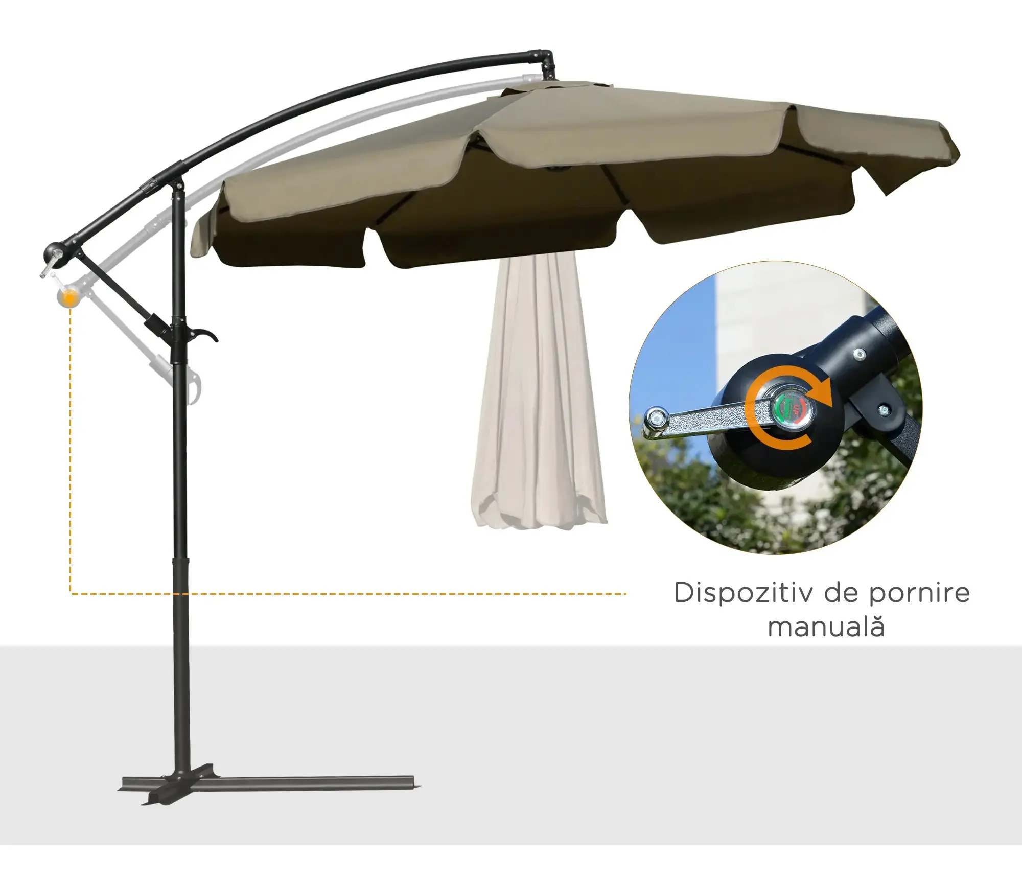 Umbrela de soare Outsunny 84D-161CF (Brown) - 4