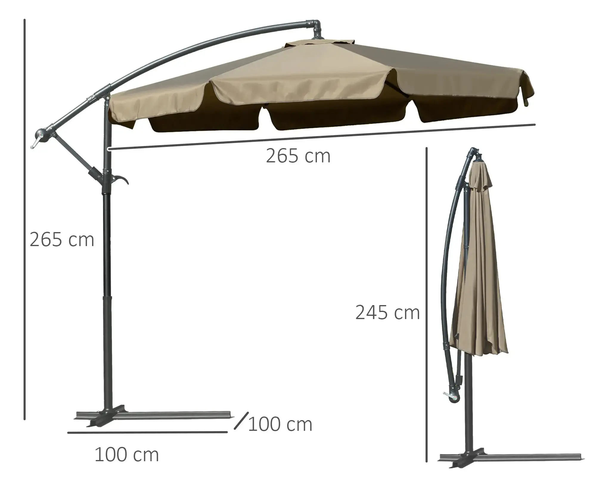 Umbrela de soare Outsunny 84D-161CF (Brown) - 6