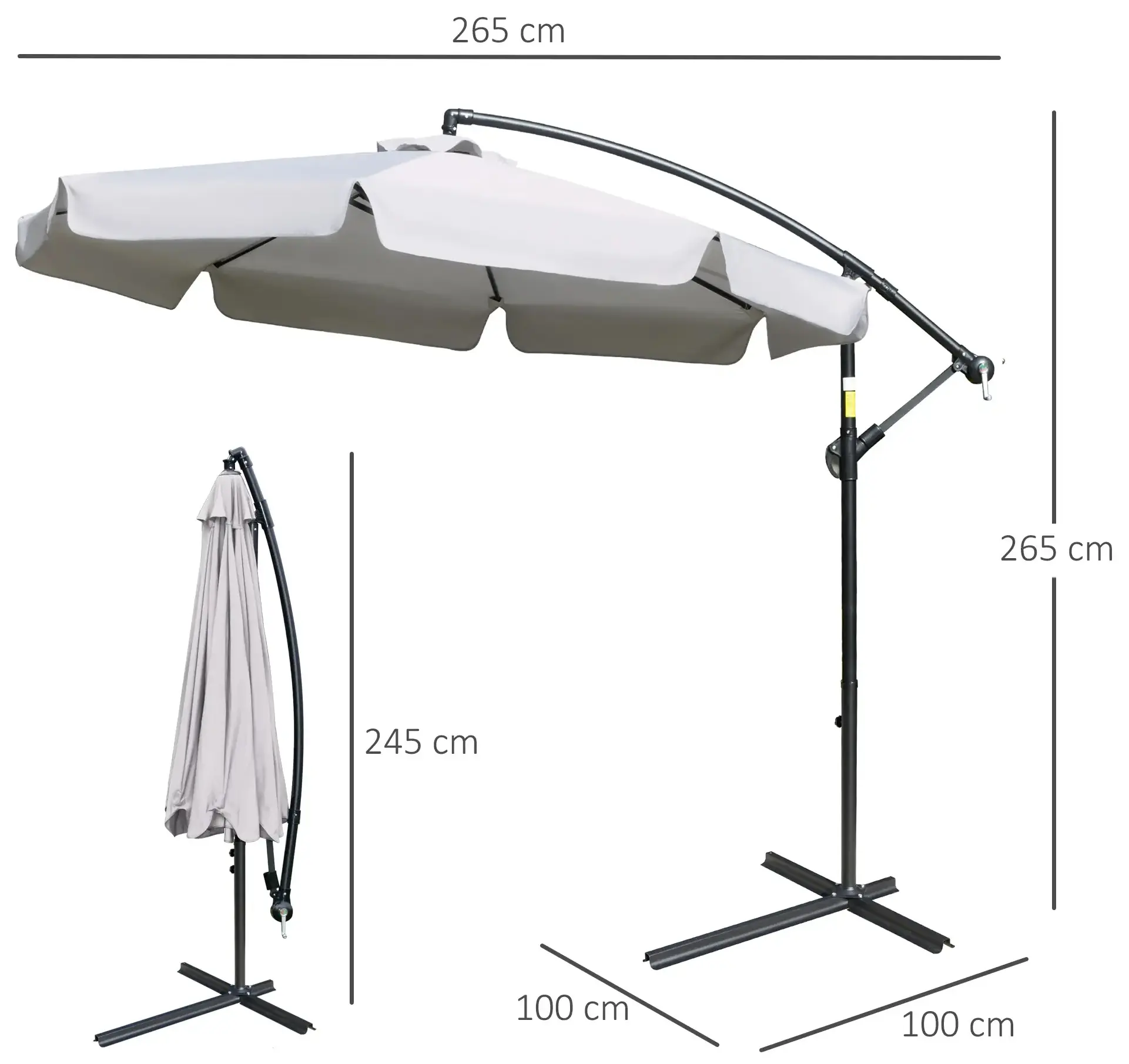 Зонт от солнца Outsunny 84D-161LG (Light Grey) - 2