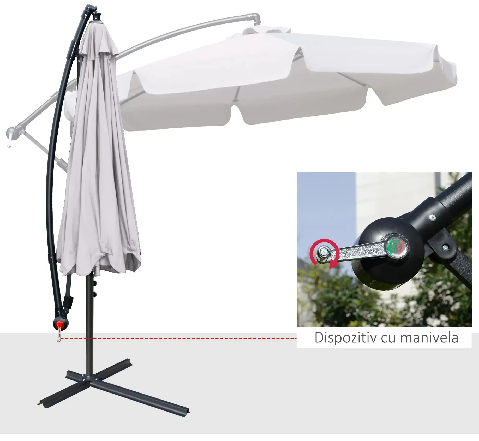 Зонт от солнца Outsunny 84D-161LG (Light Grey) - 3