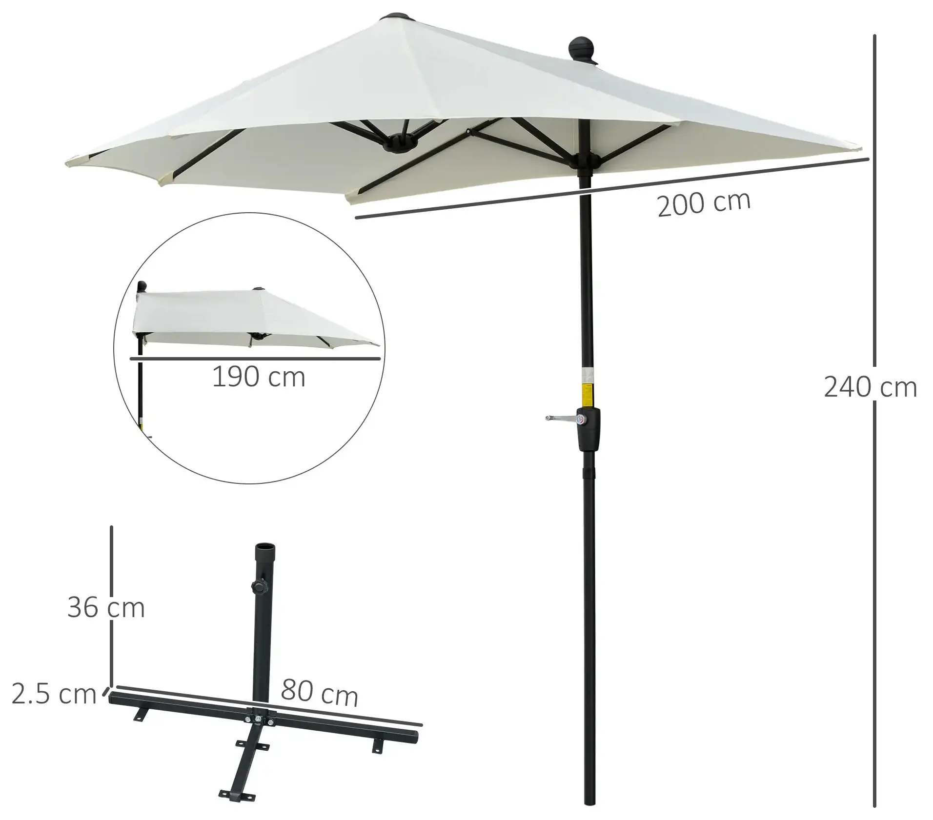 Зонт от солнца Outsunny 84D-175CW (Cream White)