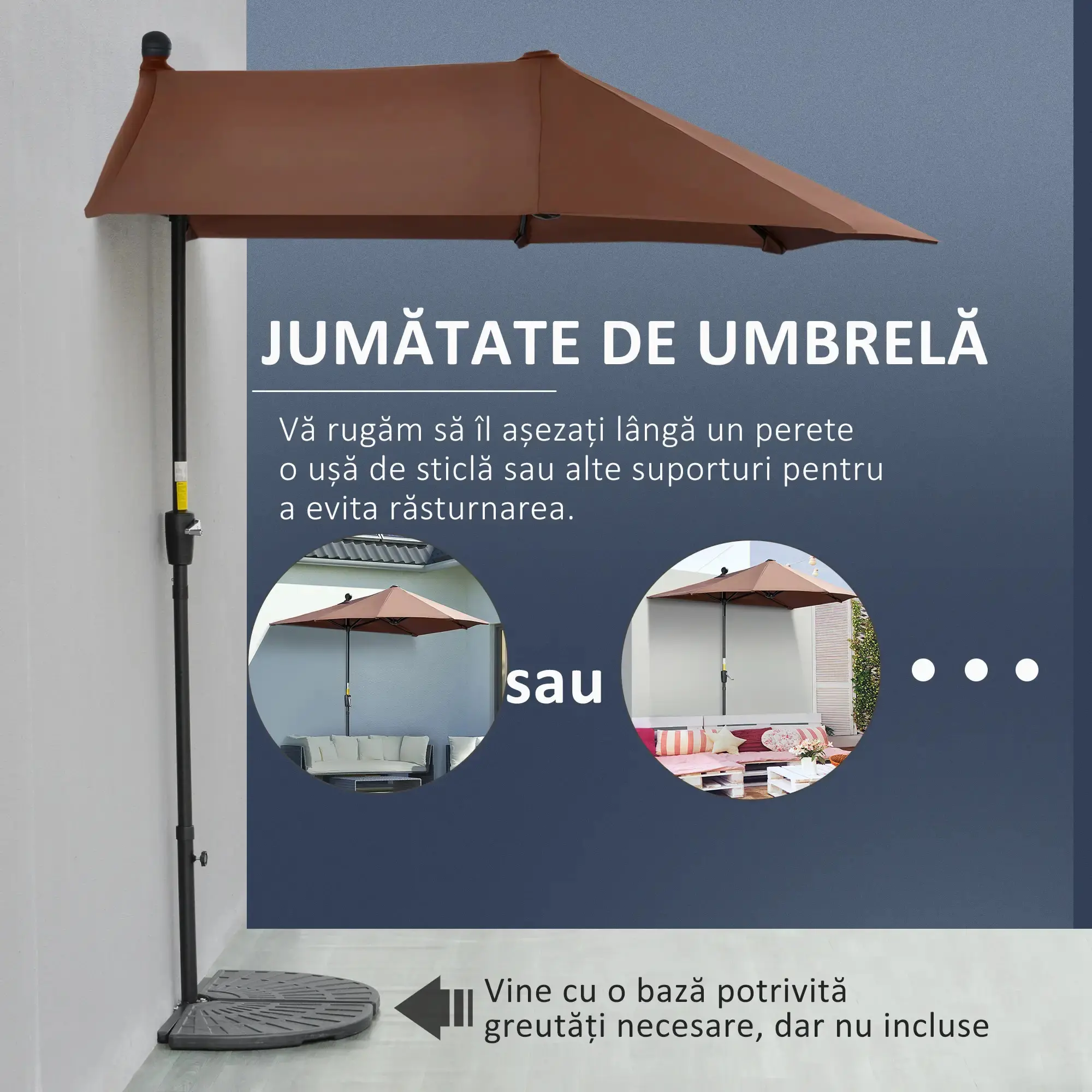 Umbrela de soare Outsunny 84D-175V00CF (Coffee) - 6