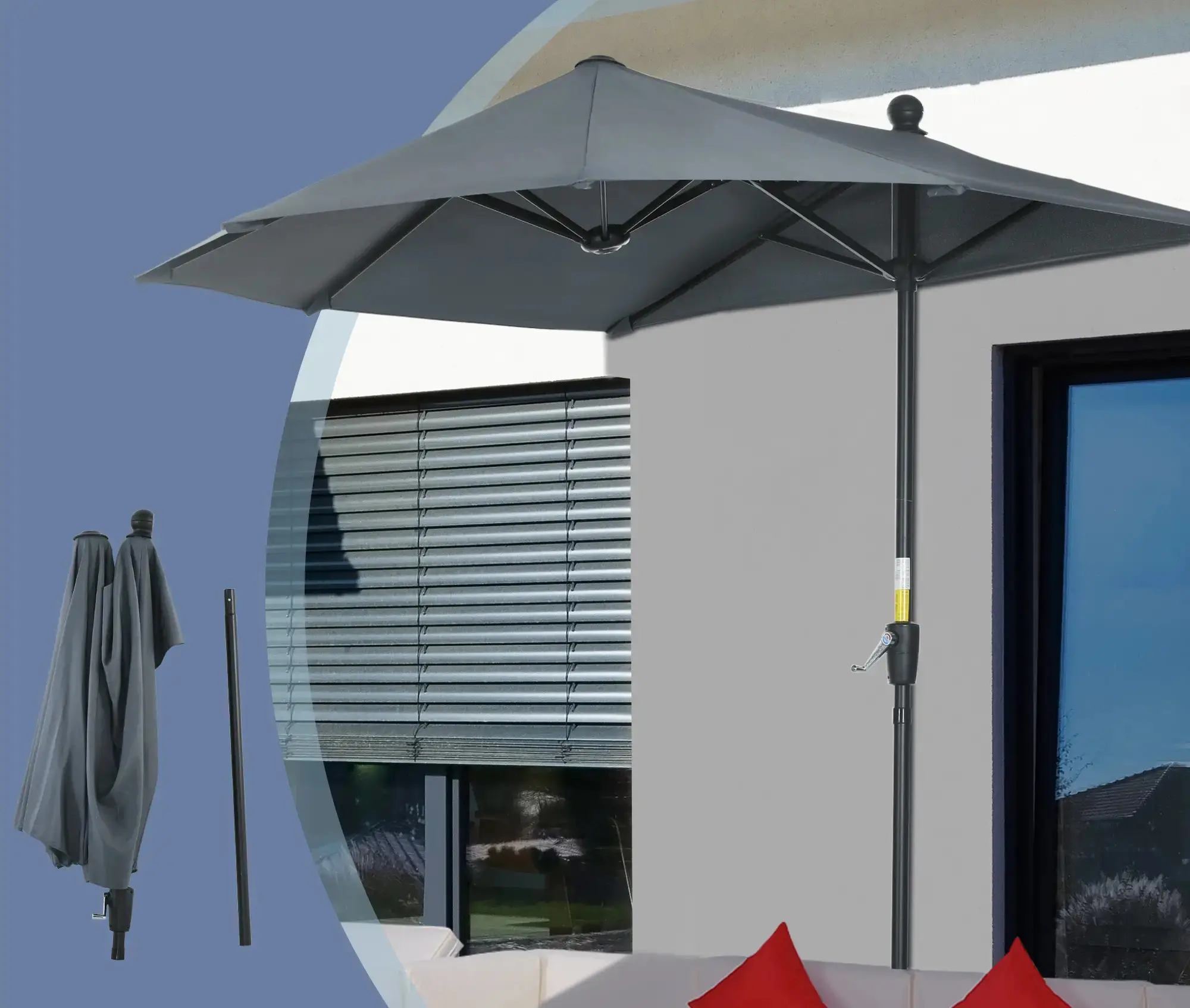 Зонт от солнца Outsunny 84D-175V00GY (Grey) - 6