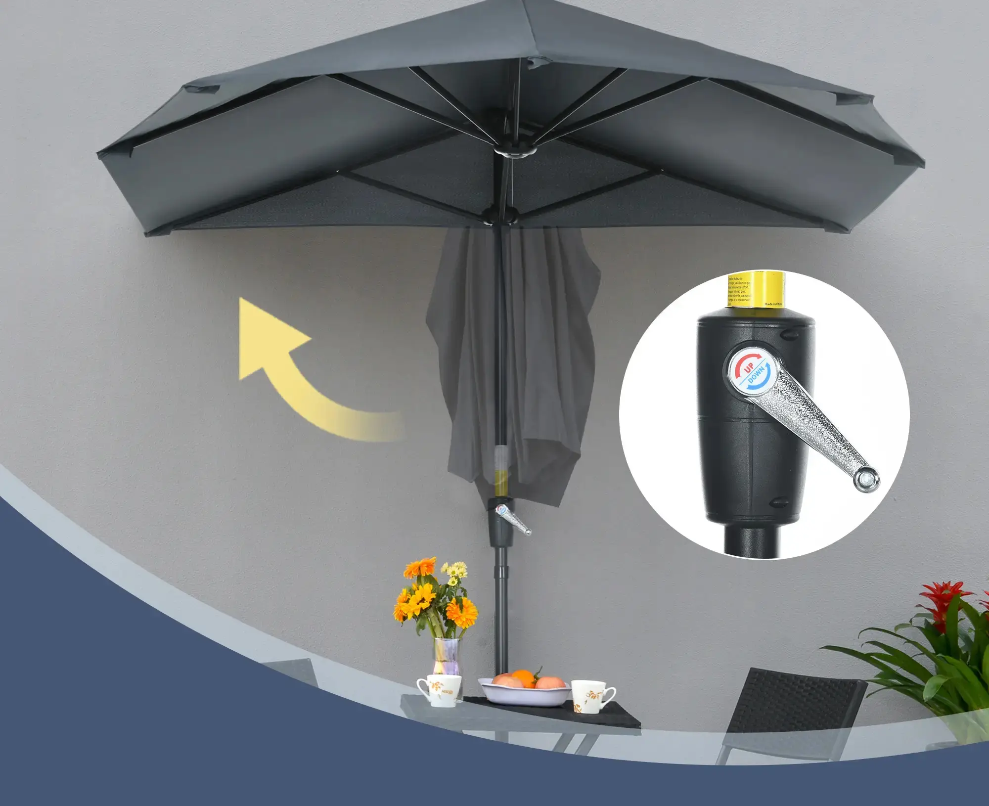 Зонт от солнца Outsunny 84D-175V00GY (Grey) - 7