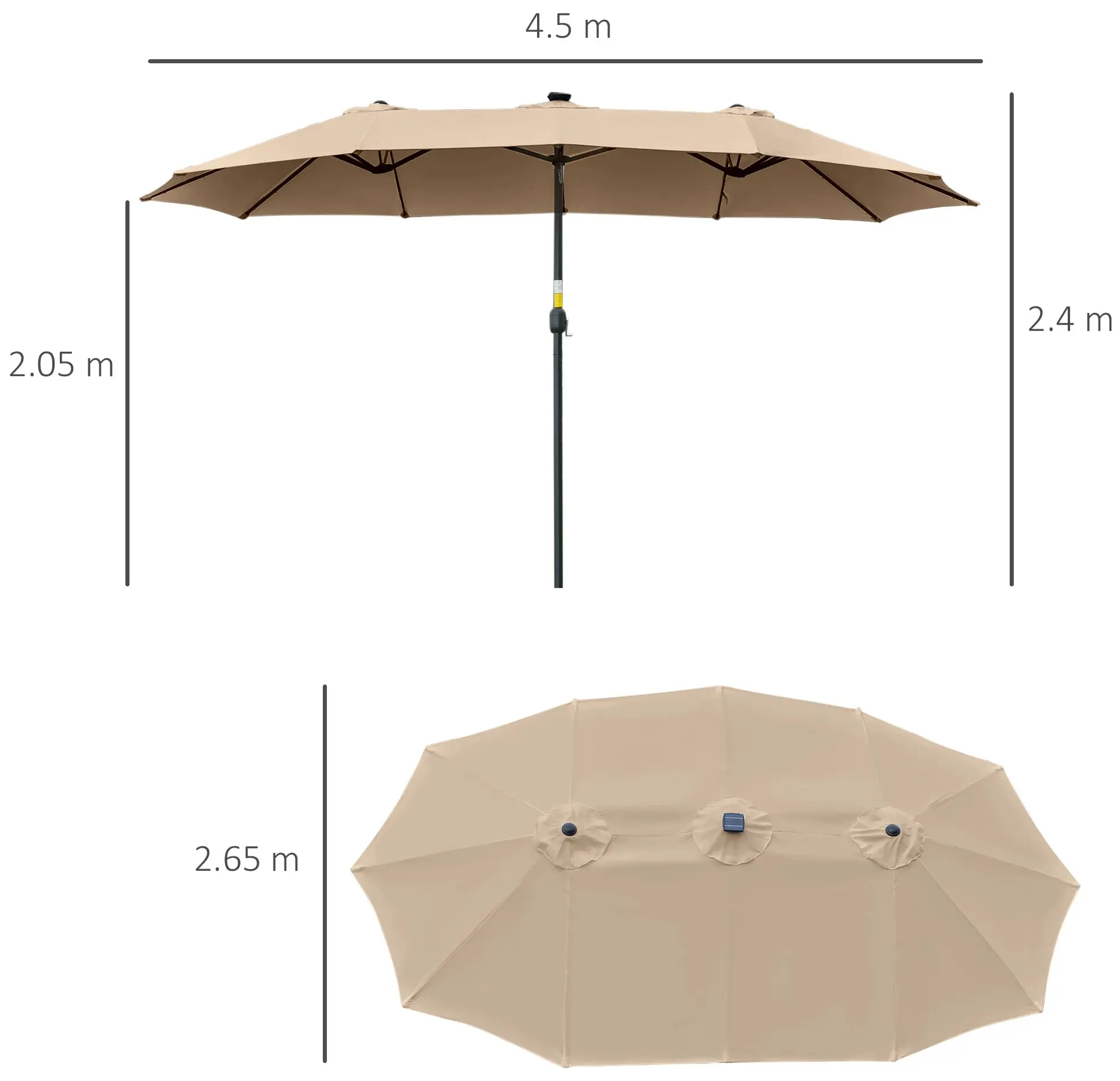 Зонт от солнца Outsunny 84D-178KK LED (Khaki) - 3