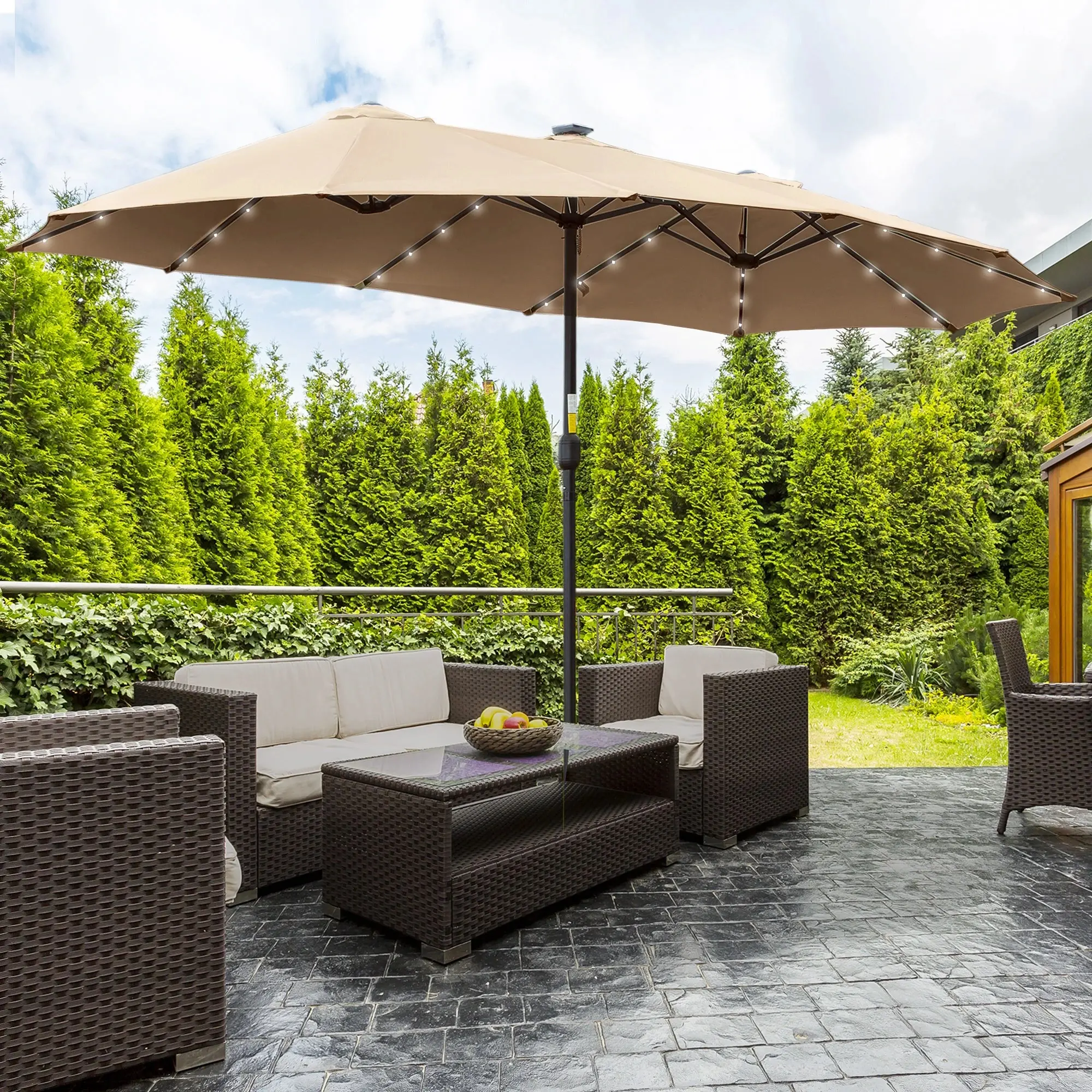 Зонт от солнца Outsunny 84D-178KK LED (Khaki) - 7