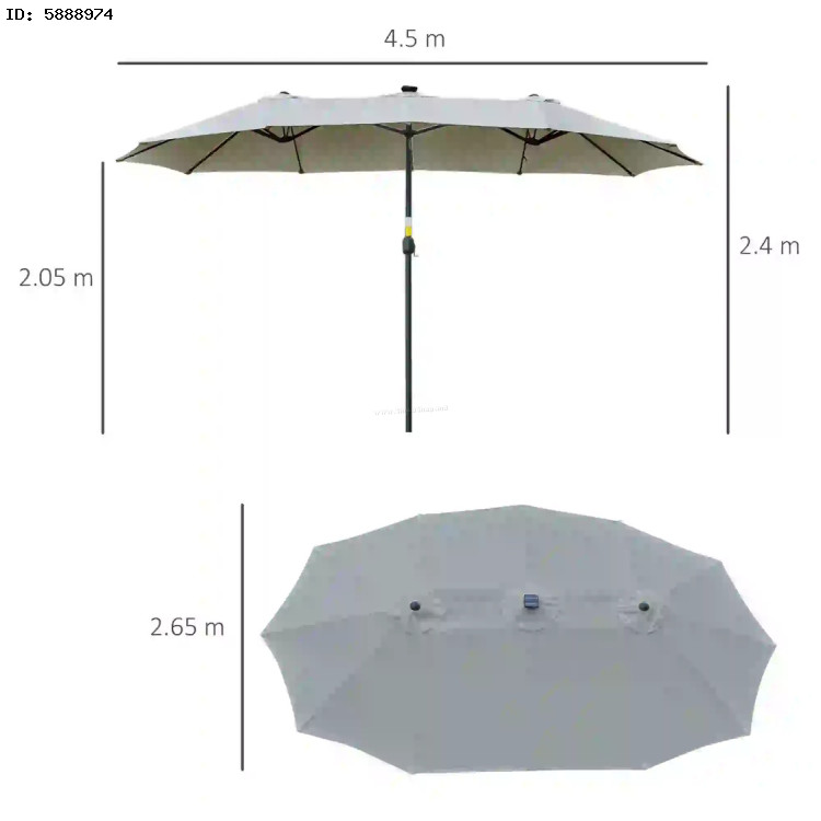 Umbrela de soare Outsunny 84D-178LG LED (Light Grey) cumpără în ...