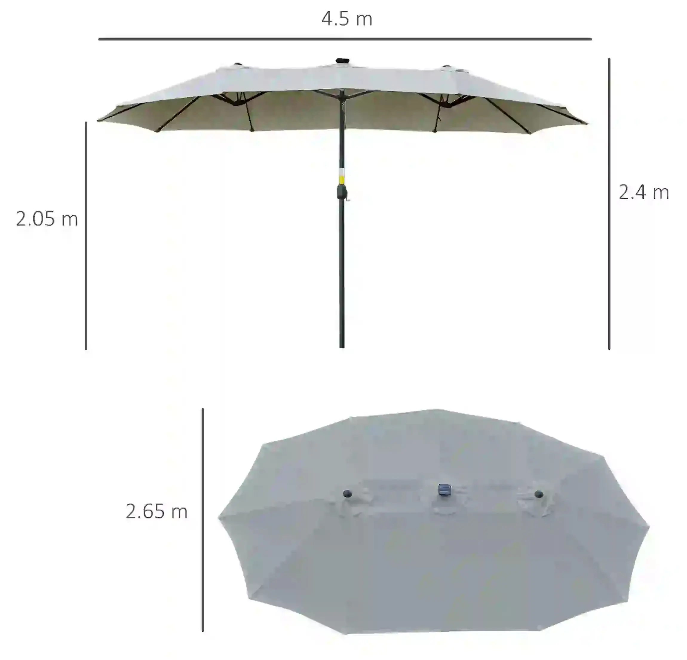 Umbrela de soare Outsunny 84D-178LG LED (Light Grey) - 5