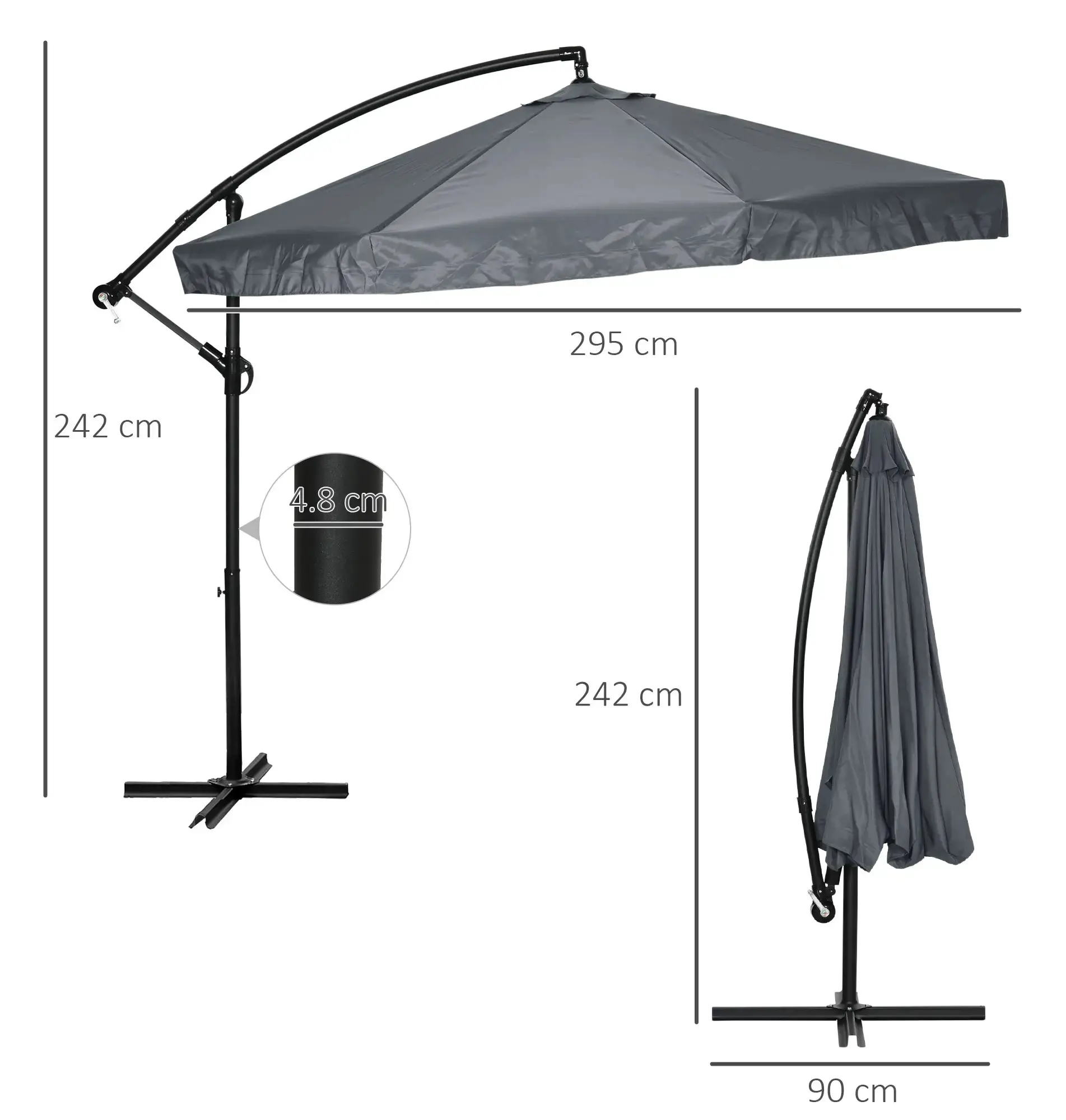 Umbrela de soare Outsunny 84D-204V01CG (Dark Grey) - 3