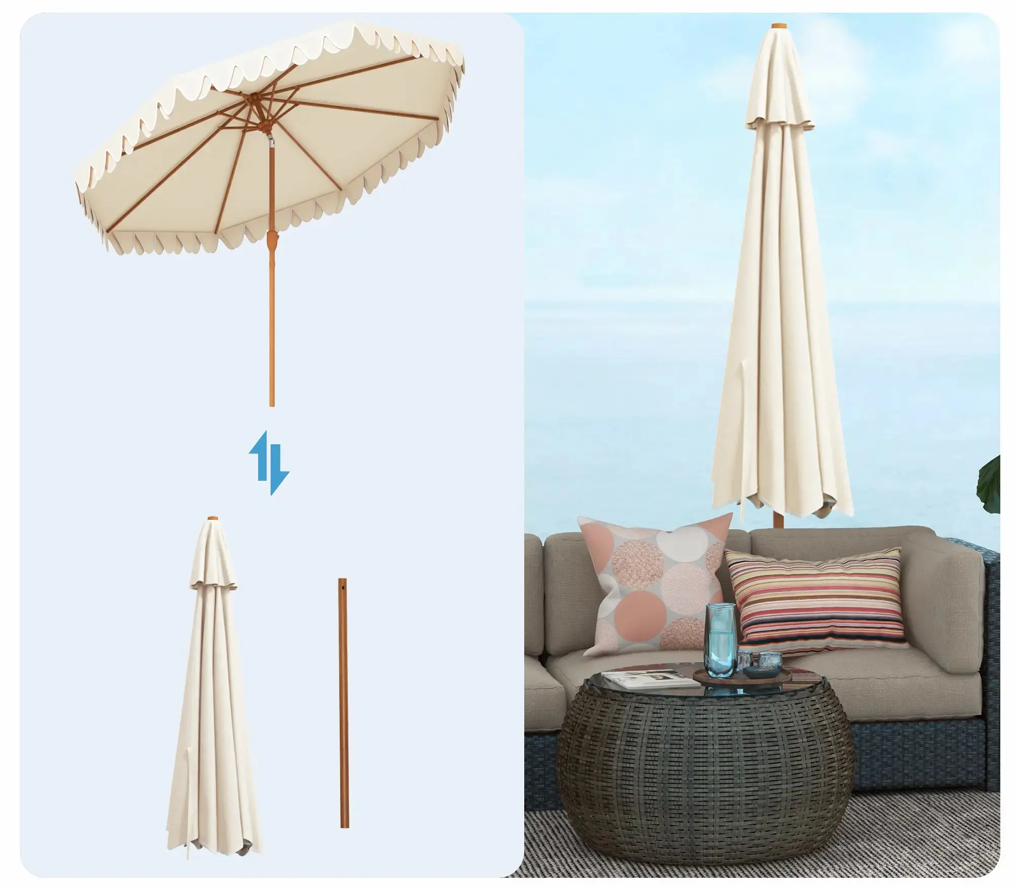 Зонт от солнца Outsunny 84D-207V00CW (Cream White) - 4