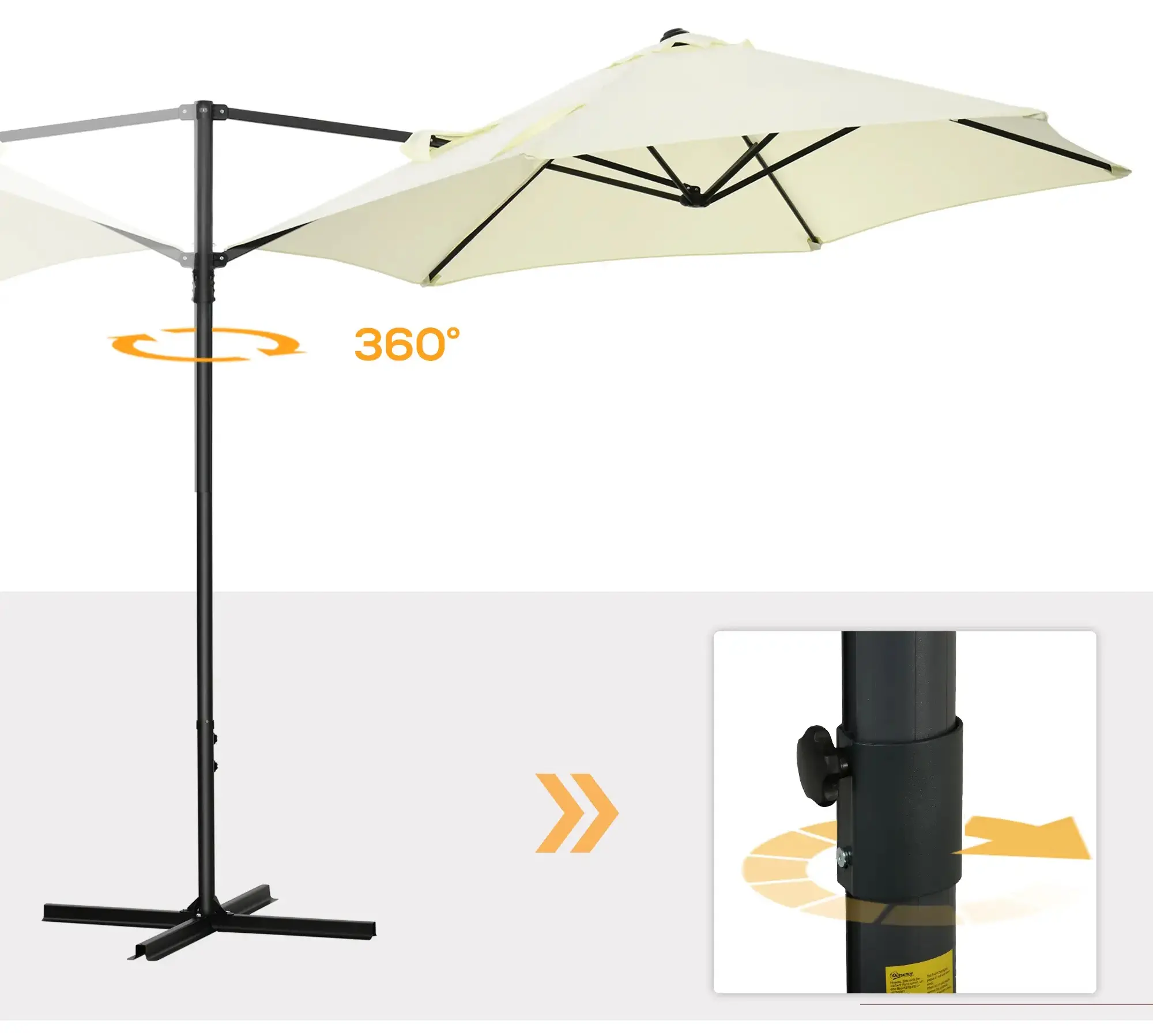 Umbrela de soare Outsunny 84D-209V00BG (Beige) - 3