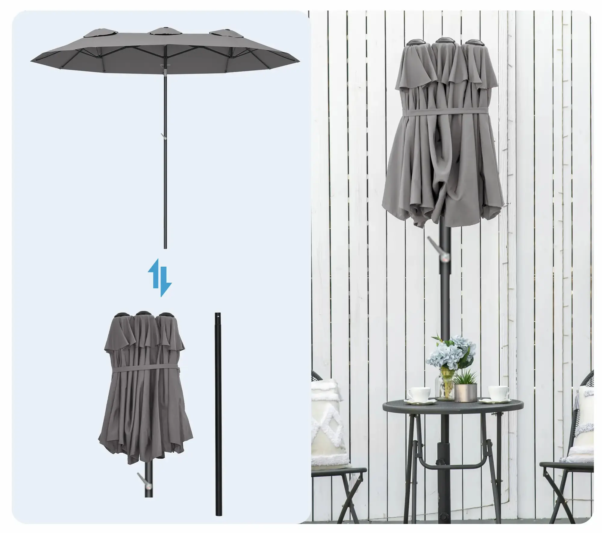 Зонт от солнца Outsunny 84D-217V00GY (Grey) - 4