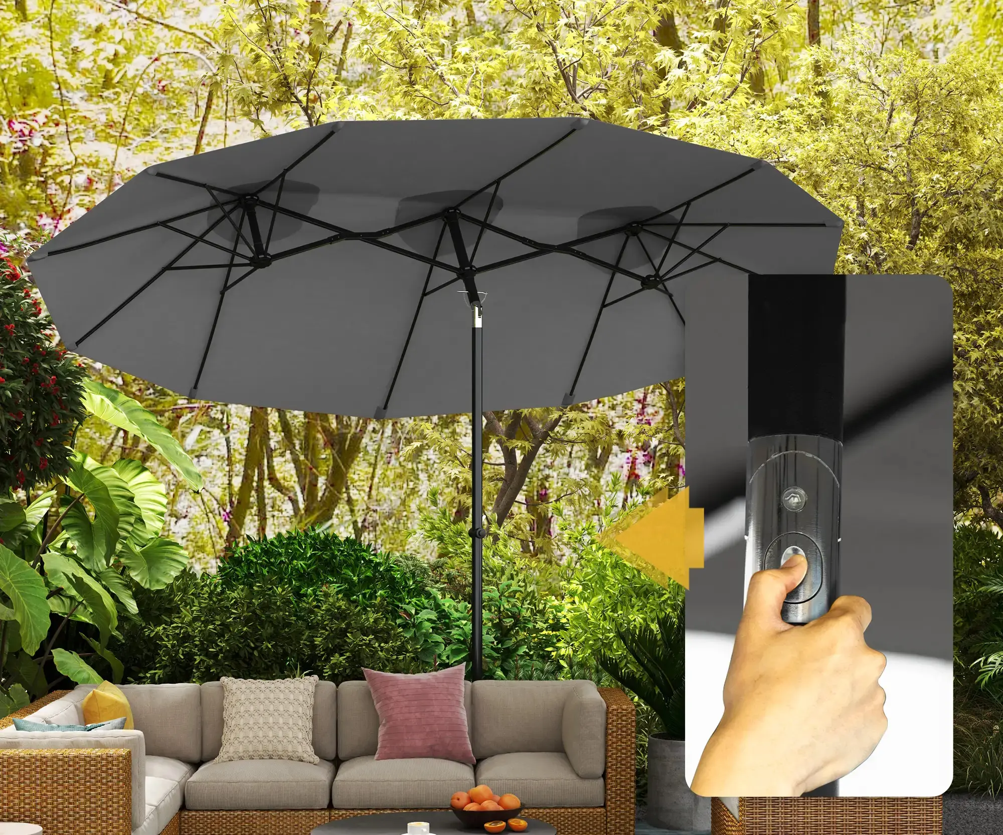 Зонт от солнца Outsunny 84D-217V00GY (Grey) - 6