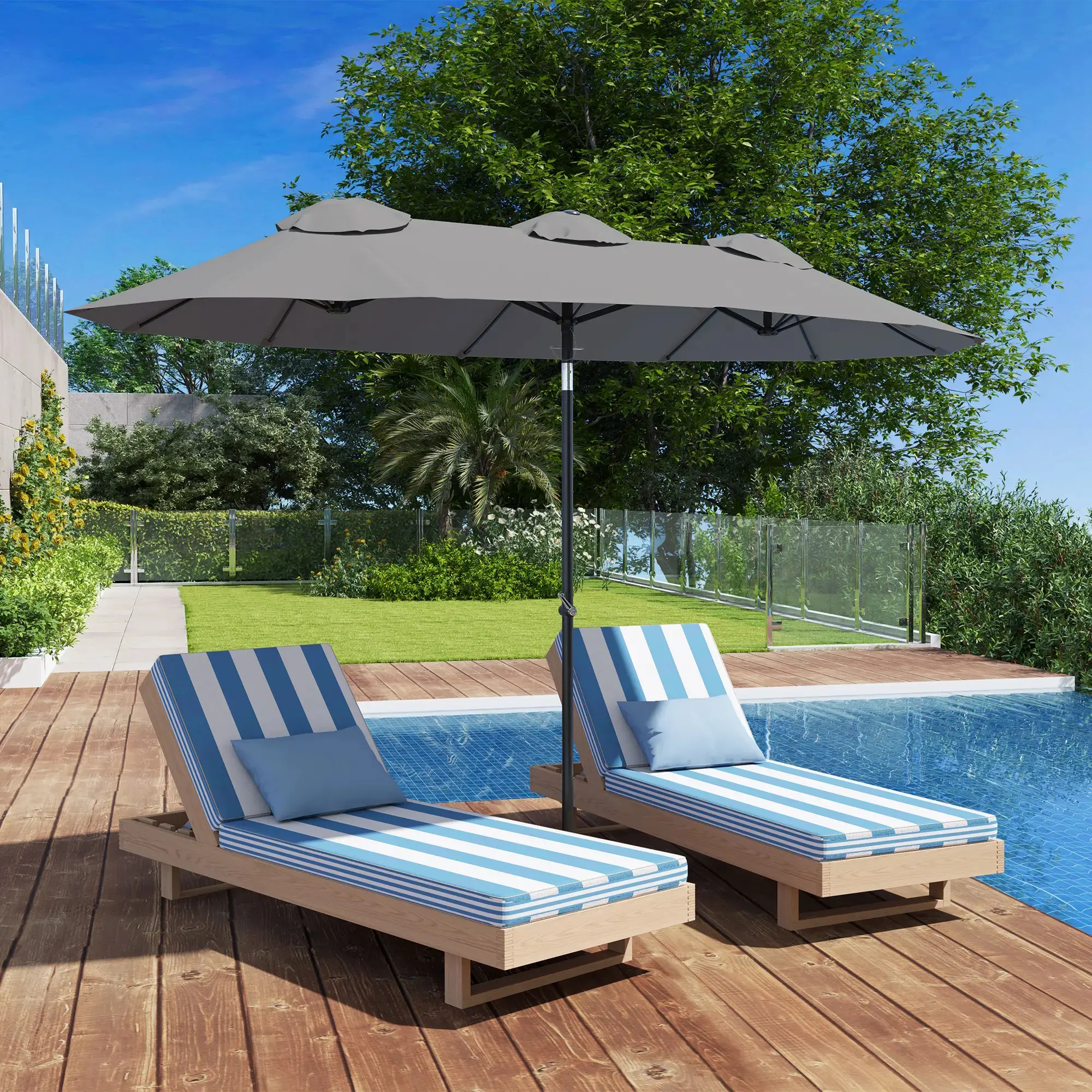 Зонт от солнца Outsunny 84D-217V00GY (Grey) - 7