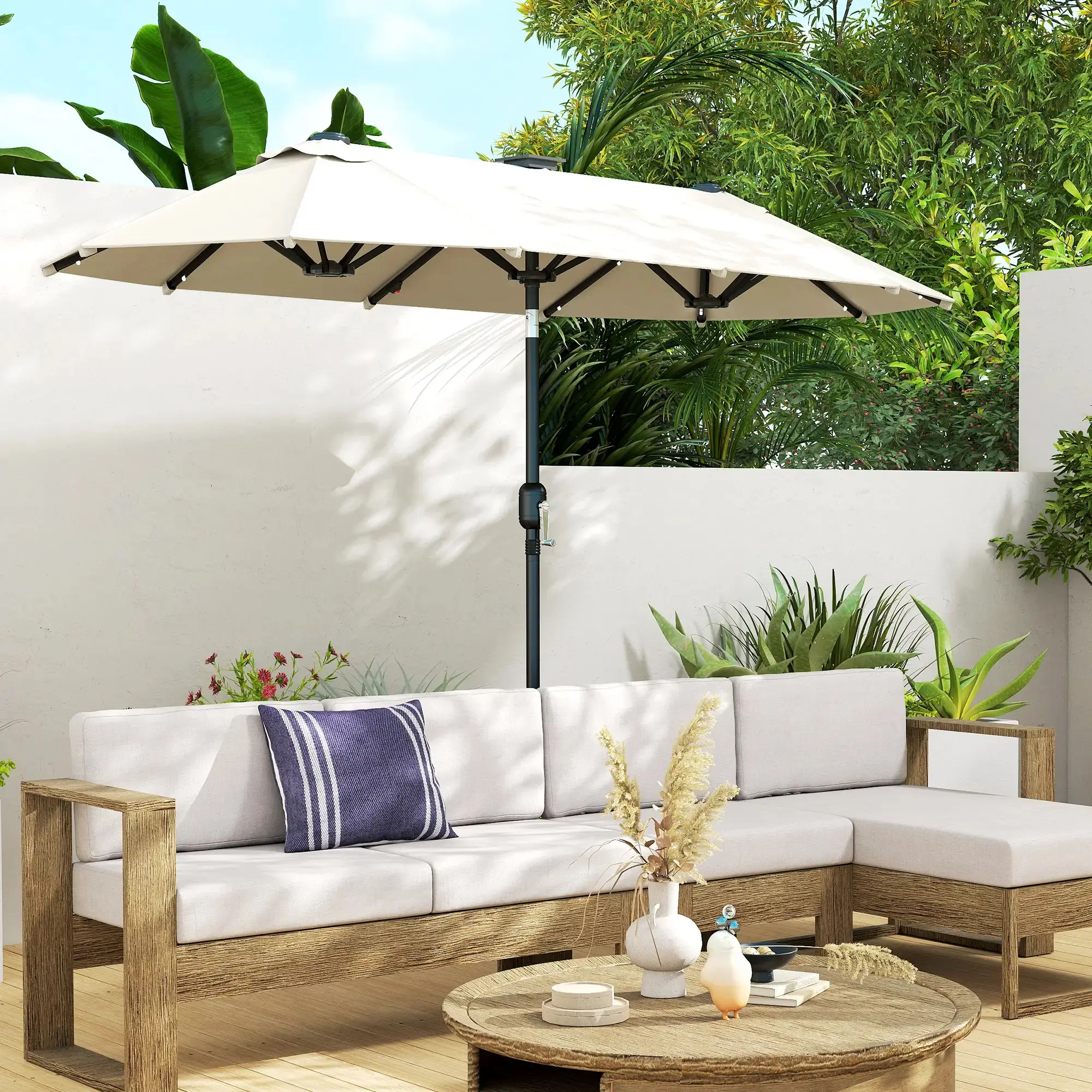 Зонт от солнца Outsunny 84D-222V00BG LED (Beige) - 5