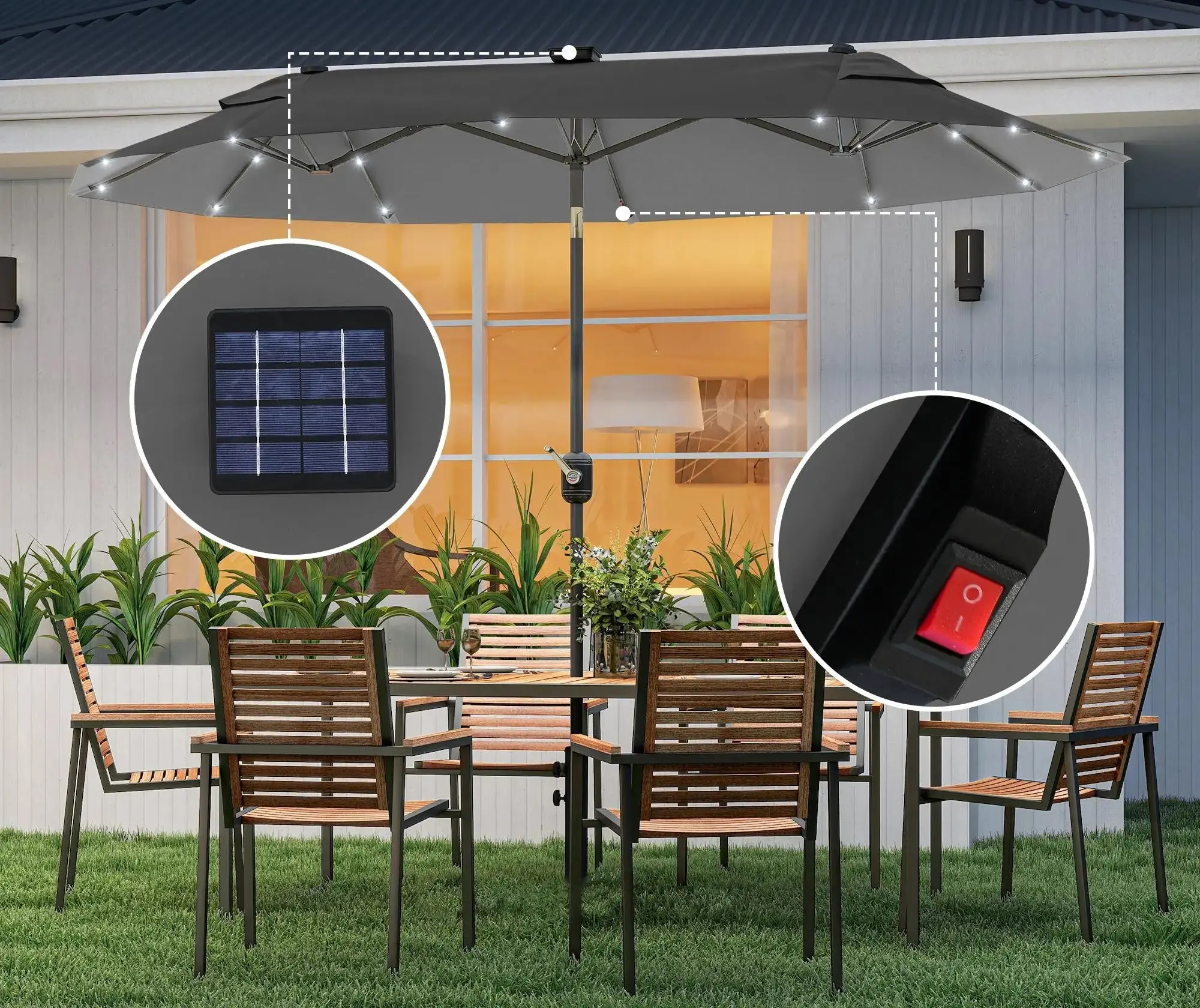 Зонт от солнца Outsunny 84D-223V00GY (Grey) - 3