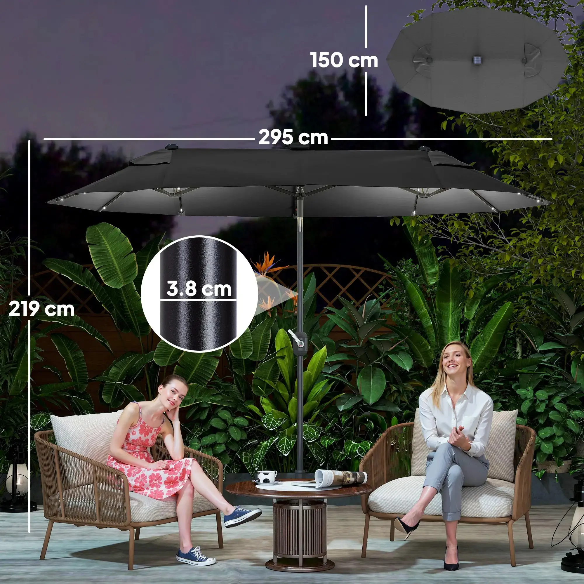 Зонт от солнца Outsunny 84D-223V00GY (Grey) - 4