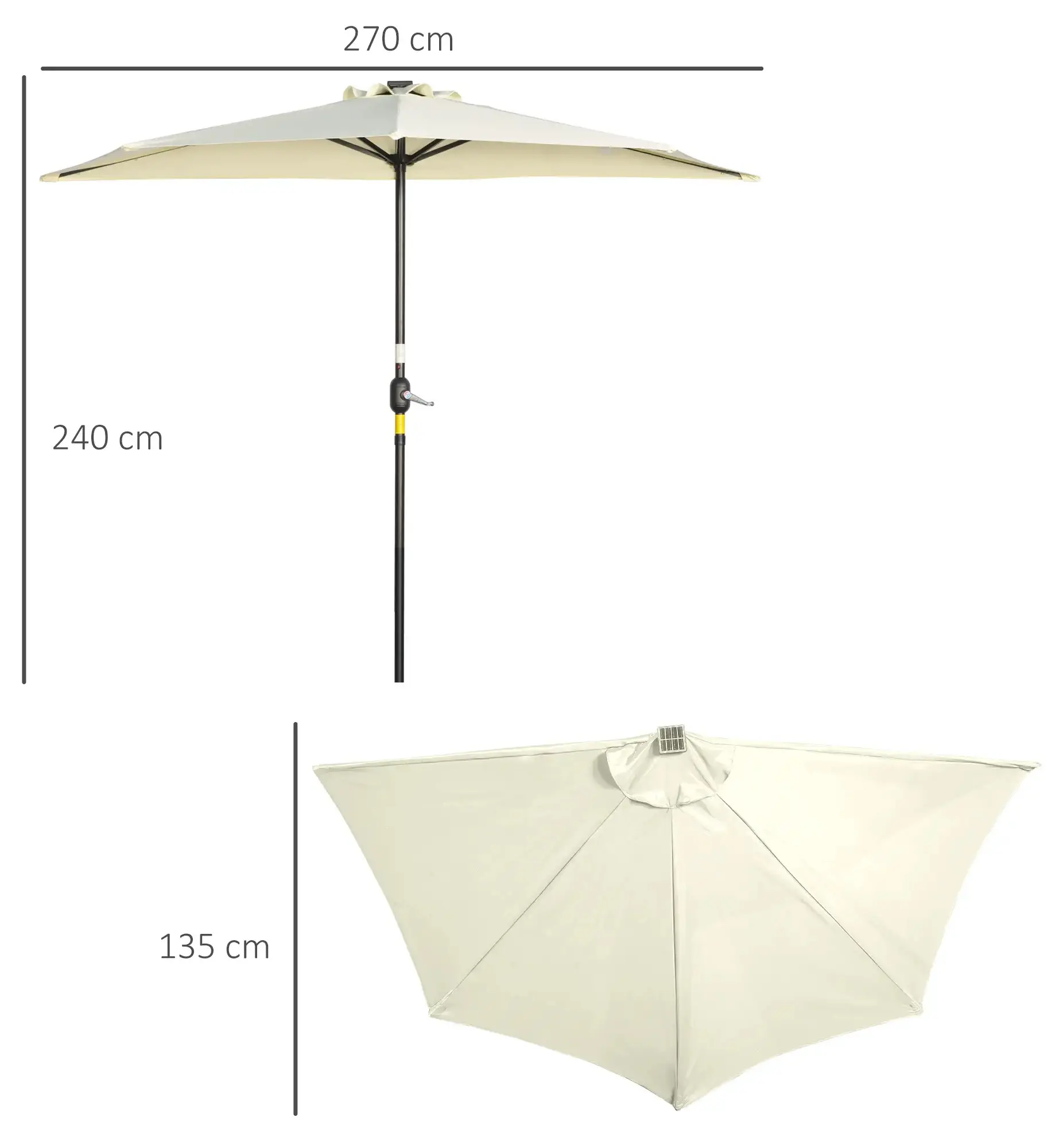 Umbrela de soare Outsunny 84D-231V00BG (Beige) - 5