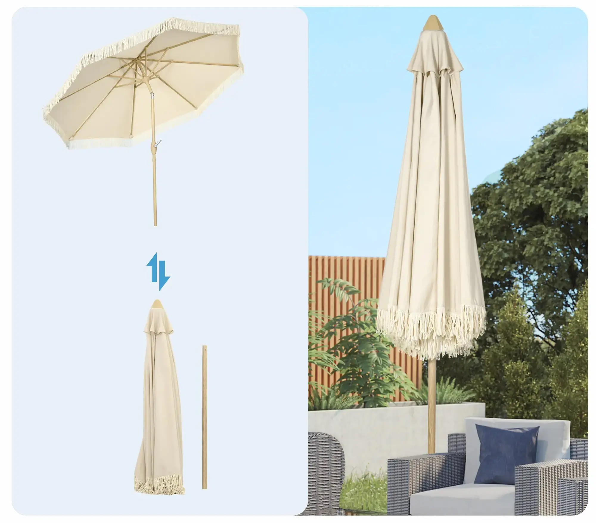 Зонт от солнца Outsunny 84D-236V00CW (Cream White) - 4