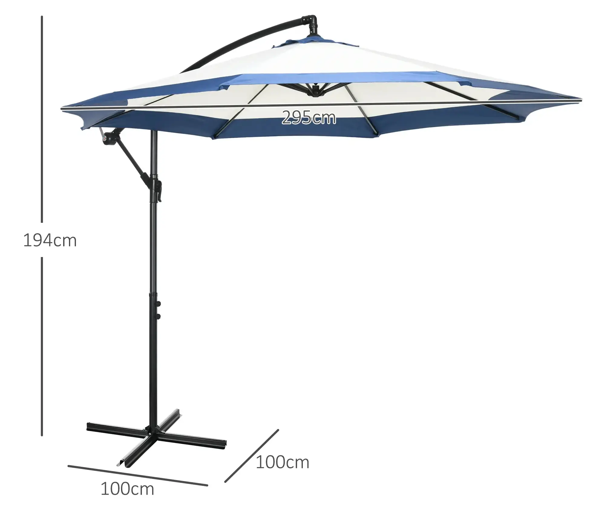 Umbrela de soare Outsunny 84D-241V00DB (Blue/Cream) - 6