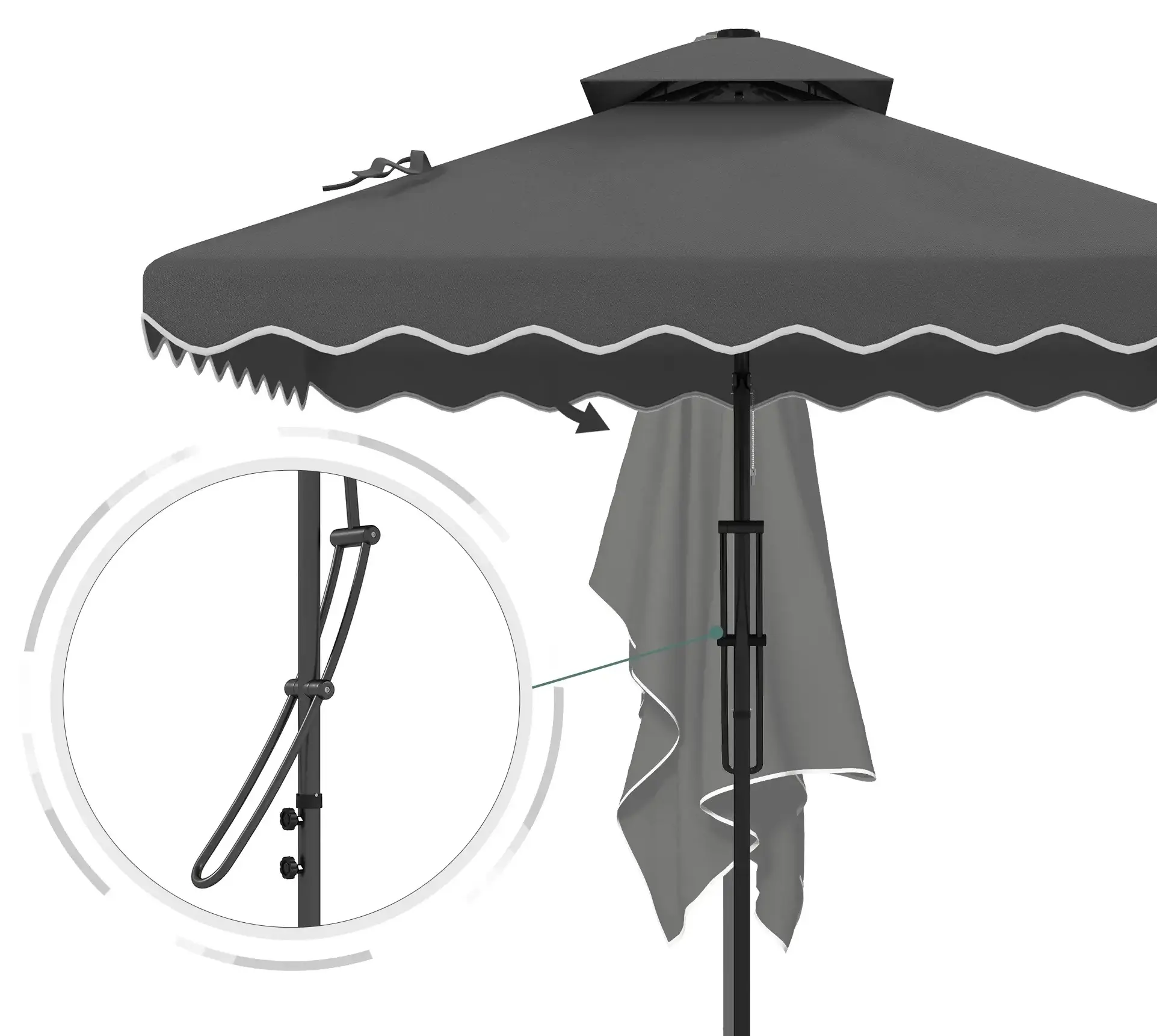 Зонт от солнца Outsunny 84D-267V00CG (Grey) - 3