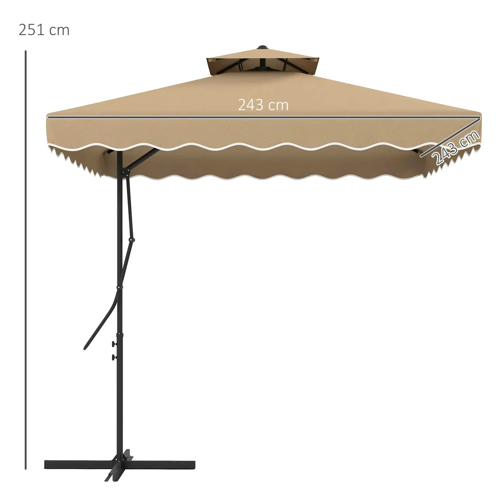 Зонт от солнца Outsunny 84D-267V00KK (Khaki) - 2