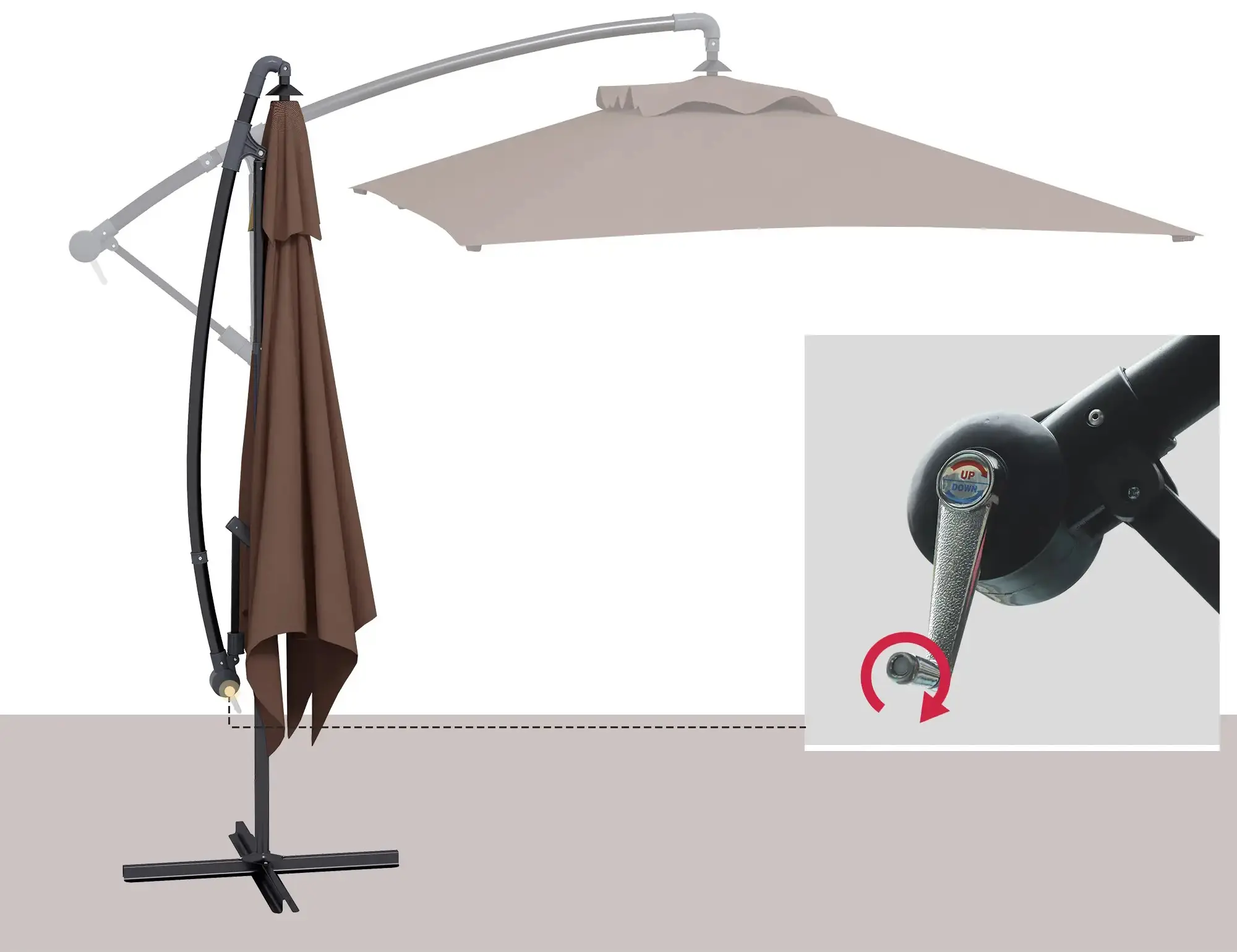 Зонт от солнца Outsunny 84D-270V00BN (Brown) - 3