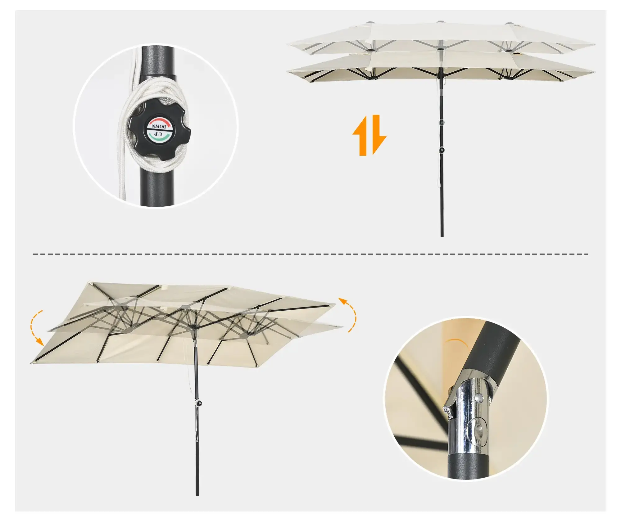 Зонт от солнца Outsunny 84D-324V00CW (Cream) - 5