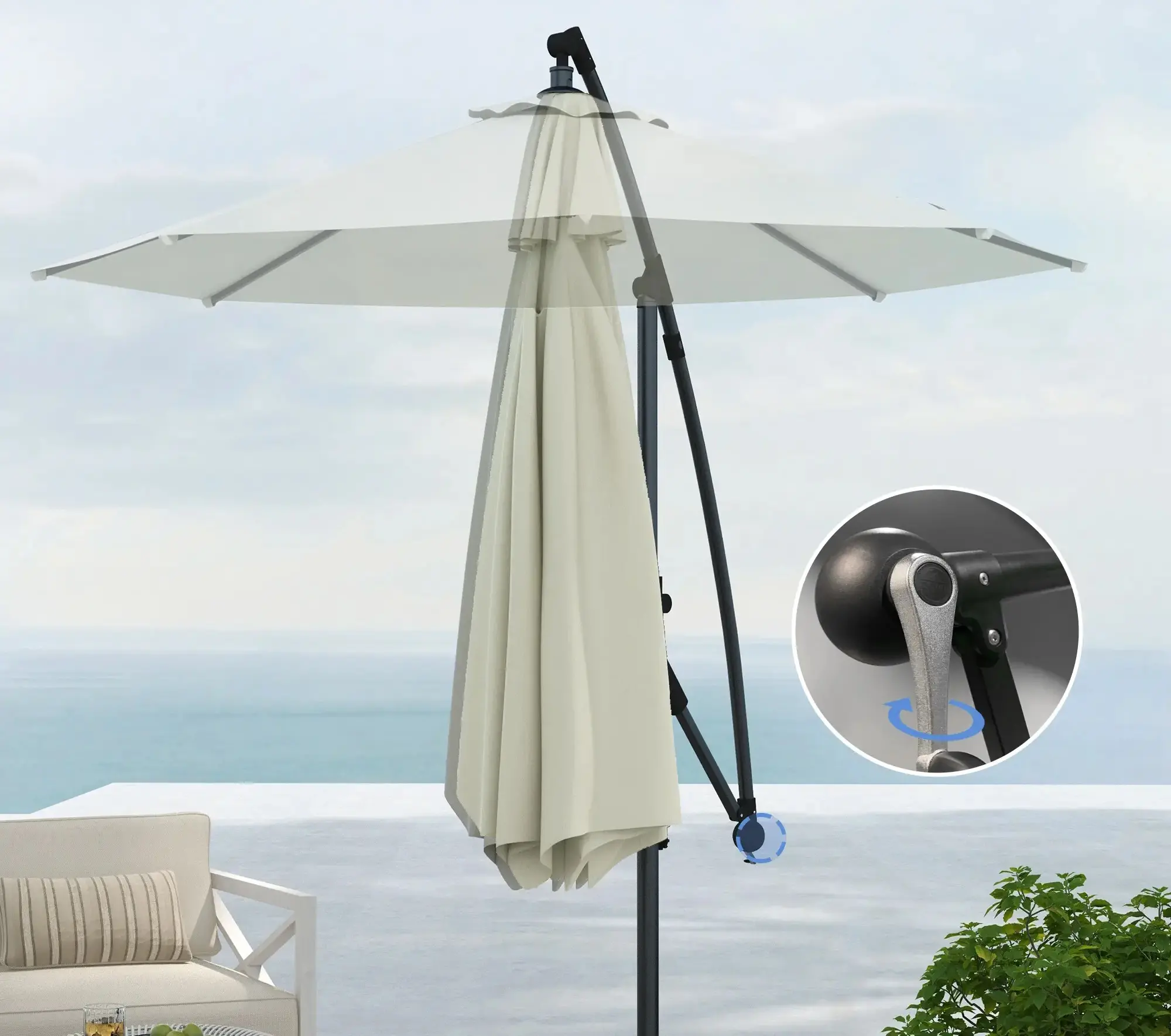 Umbrela de soare Outsunny 84D-331V00CW (Cream White)