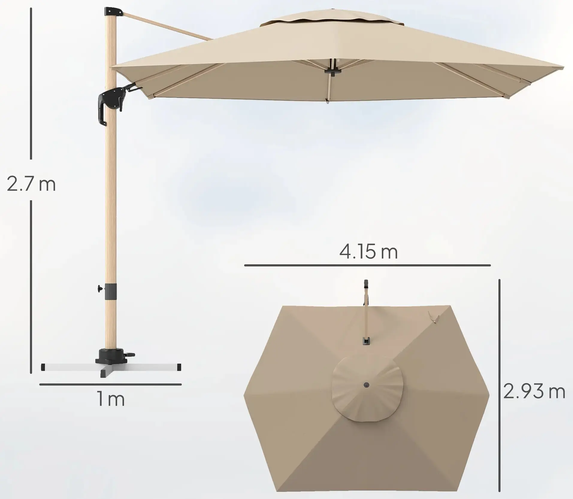 Зонт от солнца Outsunny 84D-339V00KK (Khaki) - 3