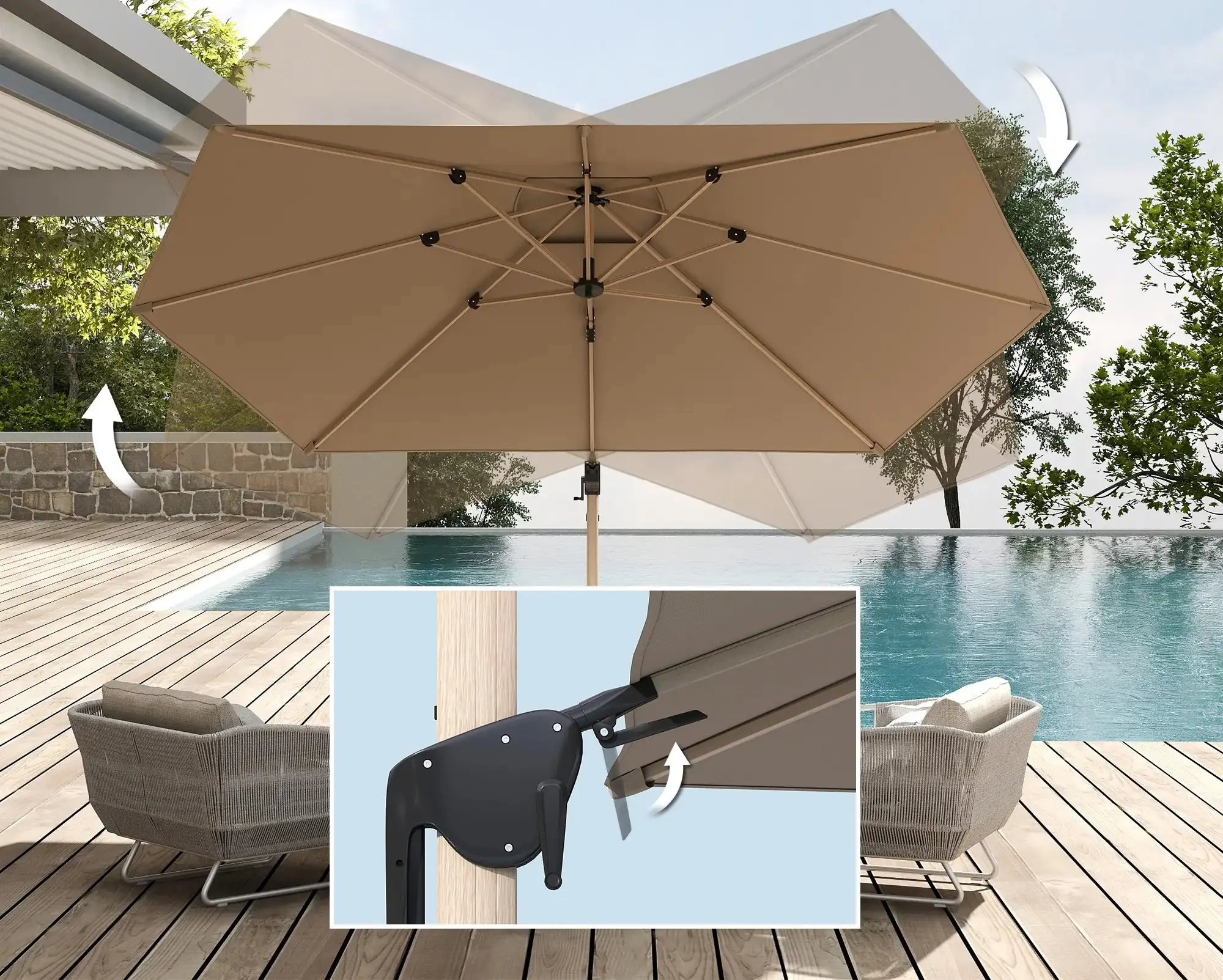 Зонт от солнца Outsunny 84D-339V00KK (Khaki) - 4